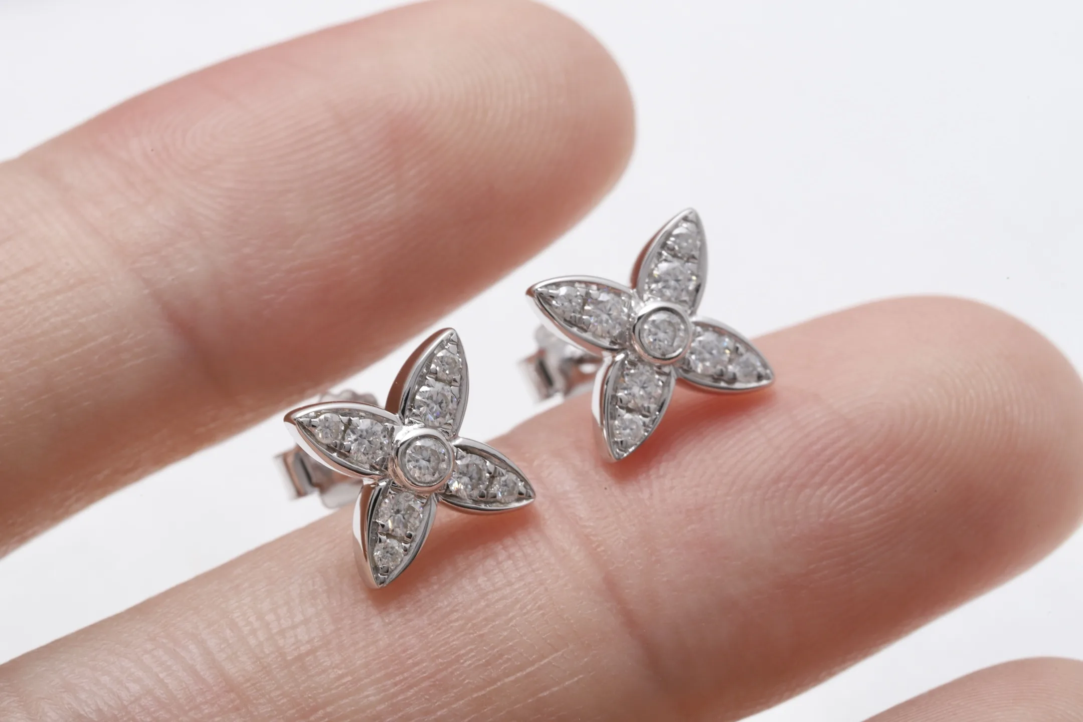 Moissanite Floral Stud Earrings (Sterling Silver) D20016699 — view 5