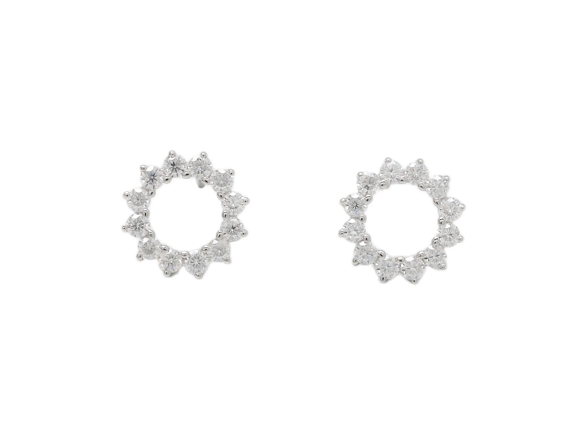 Moissanite Halo Stud Earrings (Sterling Silver) D16016695