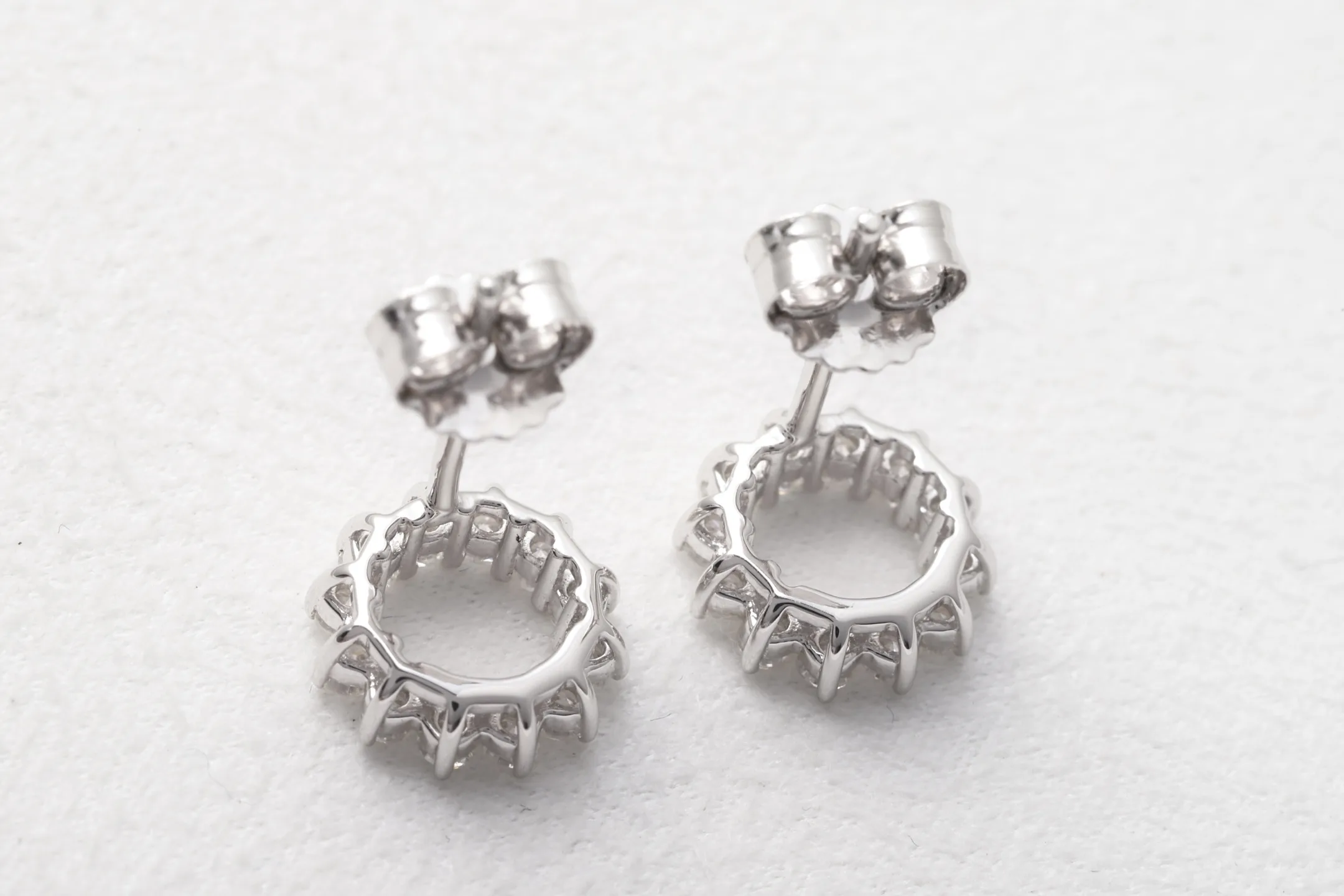 Moissanite Halo Stud Earrings (Sterling Silver) D16016695 — view 6