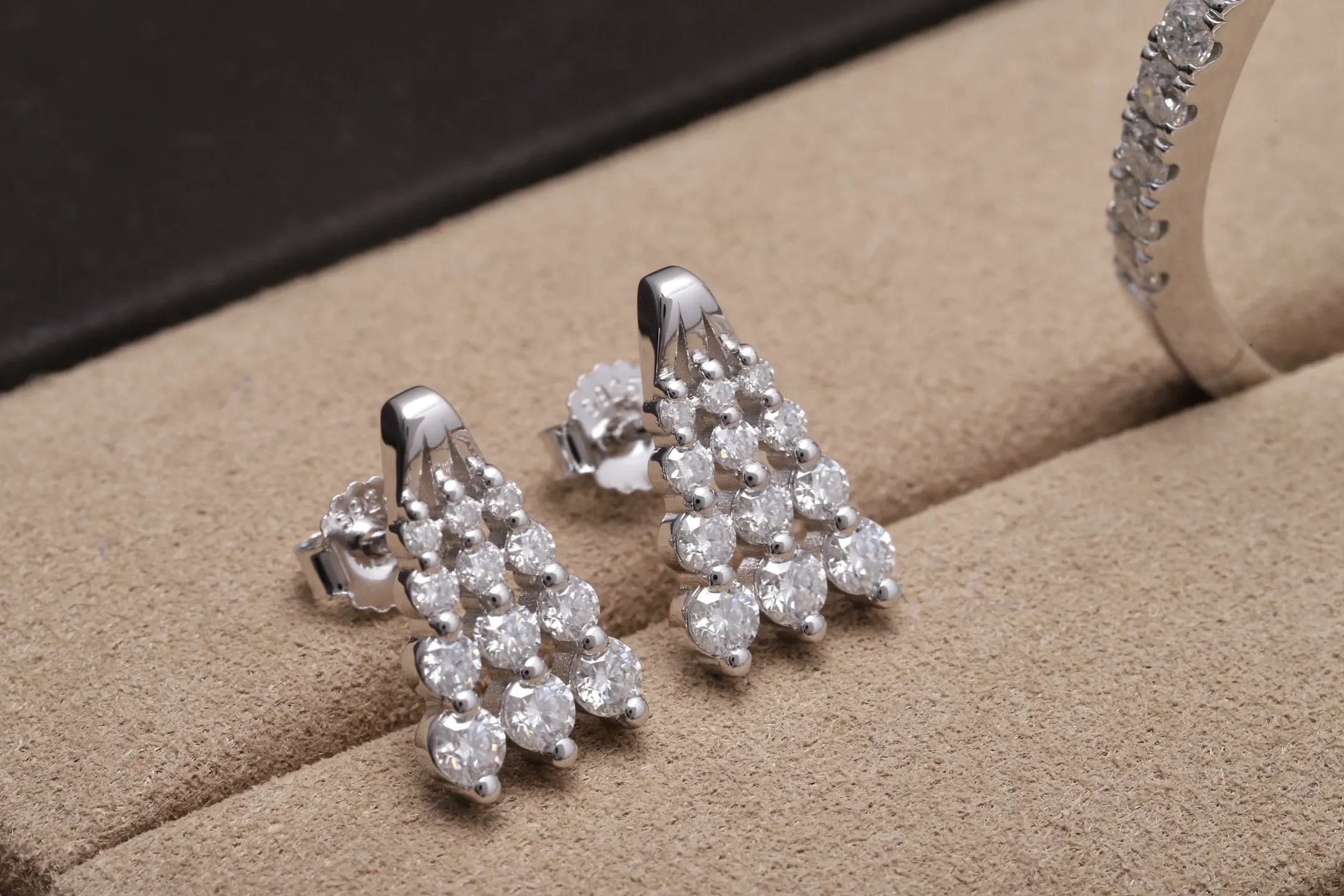 Moissanite Waterfall Drop Earrings (Sterling Silver) D23516694 — view 3