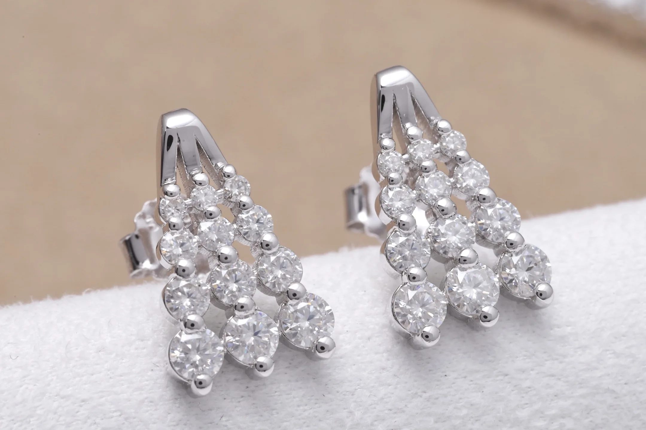 Moissanite Waterfall Drop Earrings (Sterling Silver) D23516694 — view 4