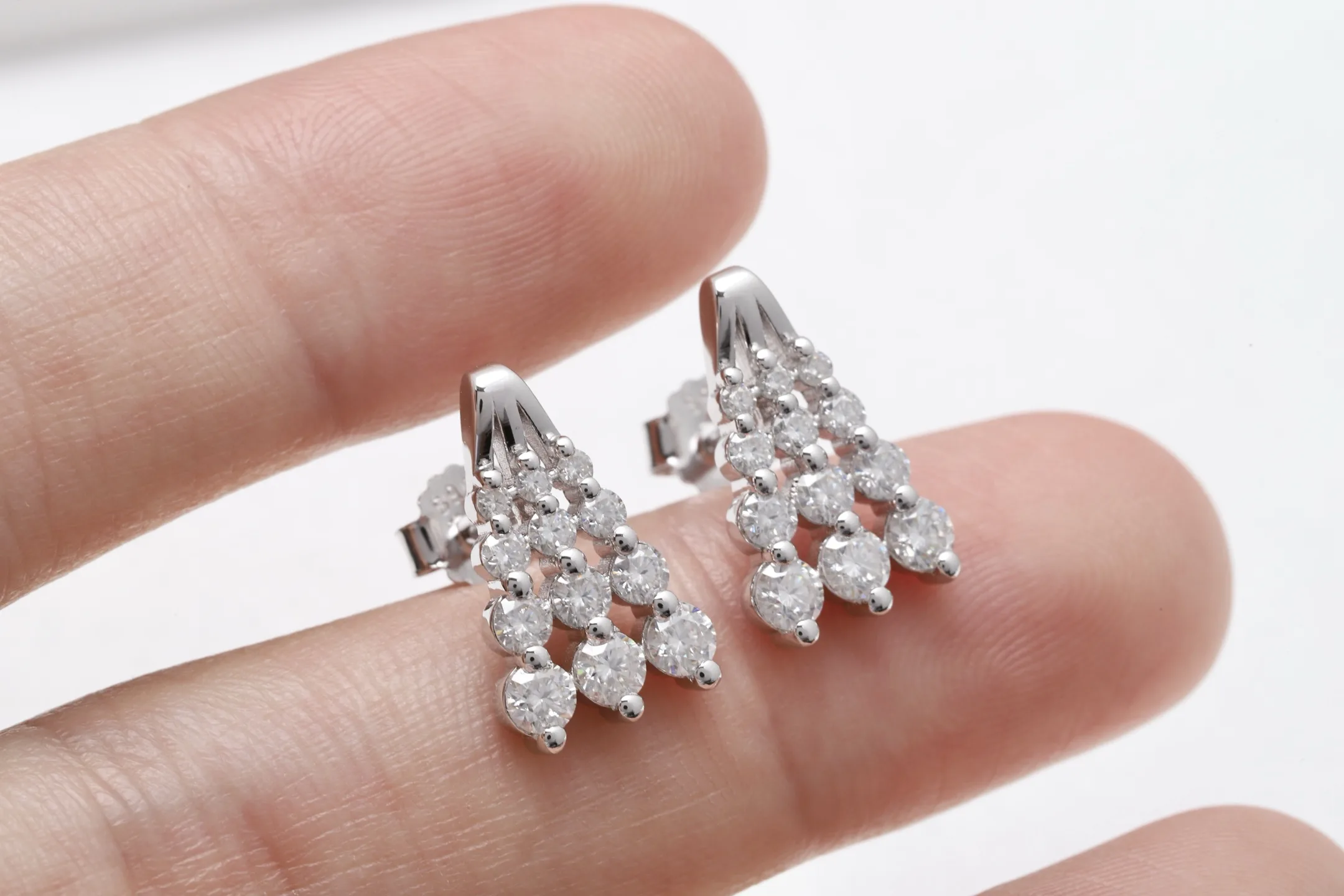 Moissanite Waterfall Drop Earrings (Sterling Silver) D23516694 — view 5