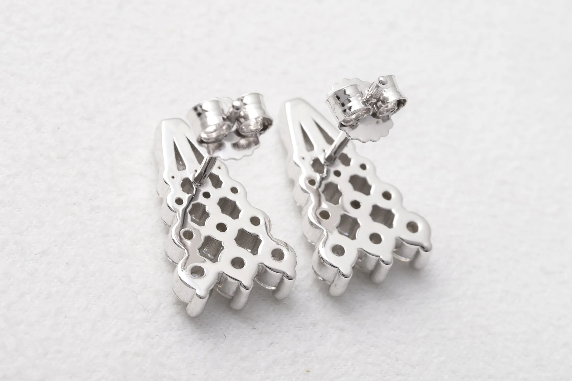 Moissanite Waterfall Drop Earrings (Sterling Silver) D23516694 — view 6