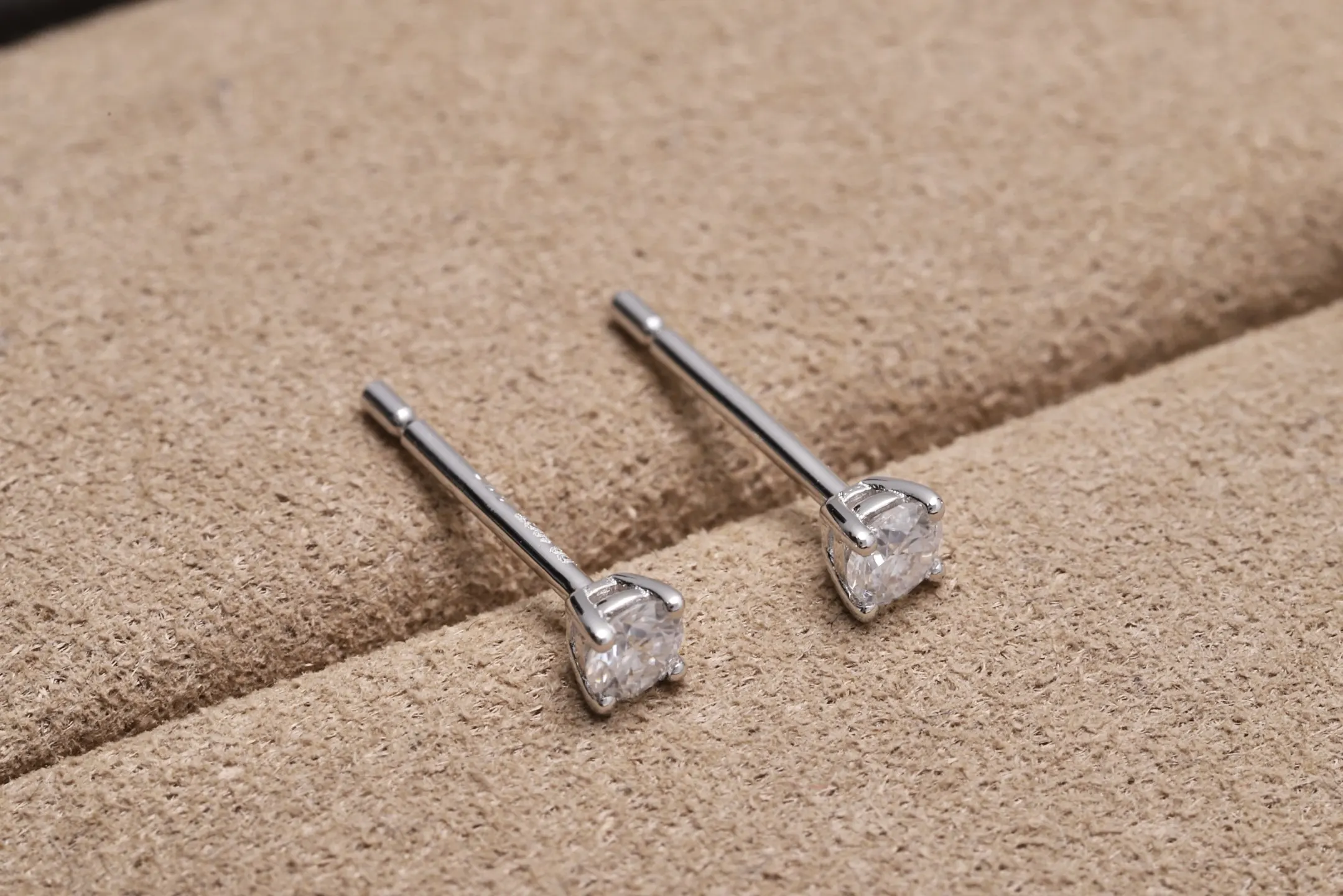 Four-Prong Moissanite Stud Earrings (Sterling Silver) D10516680 — view 3