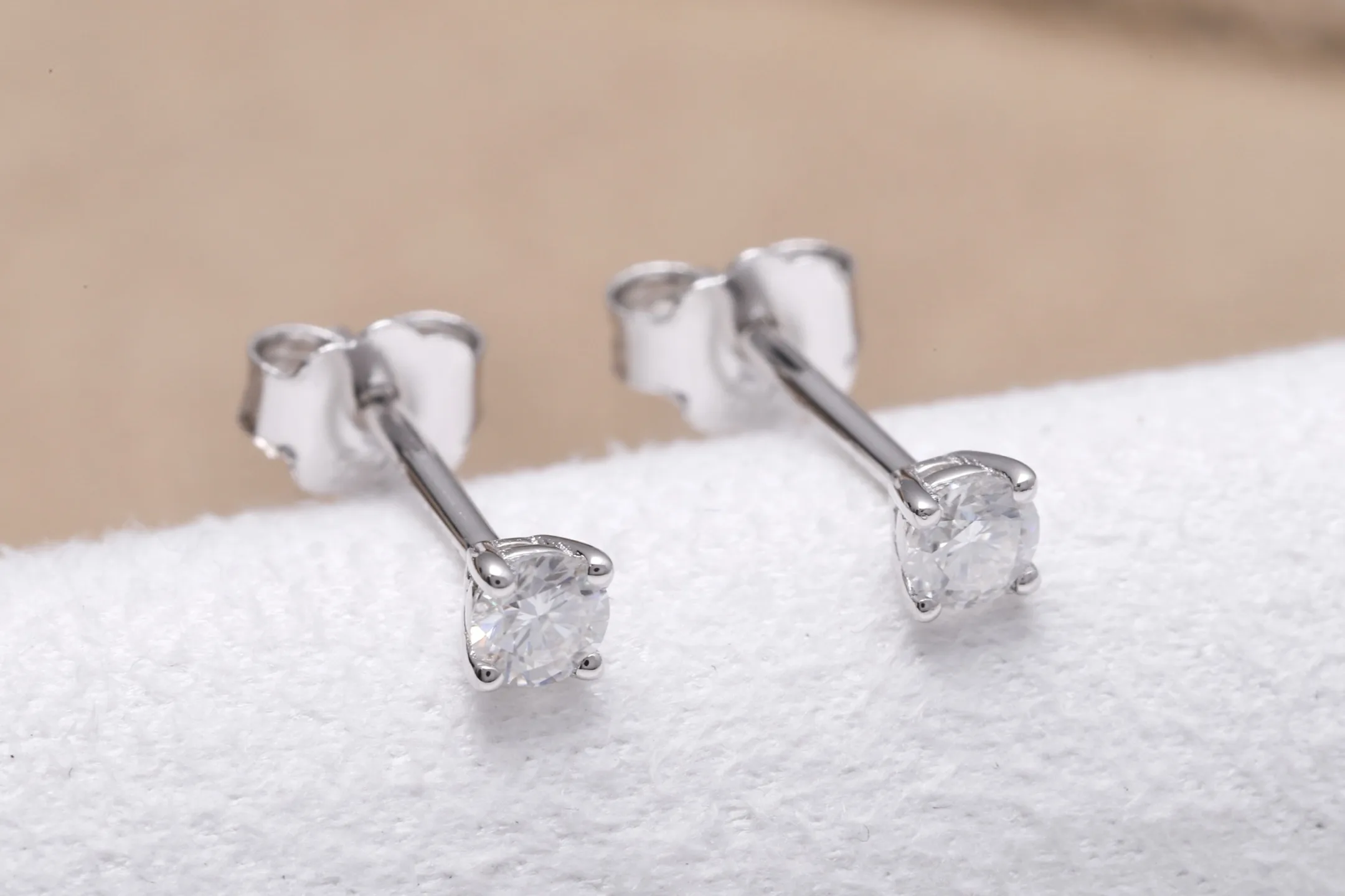 Four-Prong Moissanite Stud Earrings (Sterling Silver) D10516680 — view 4