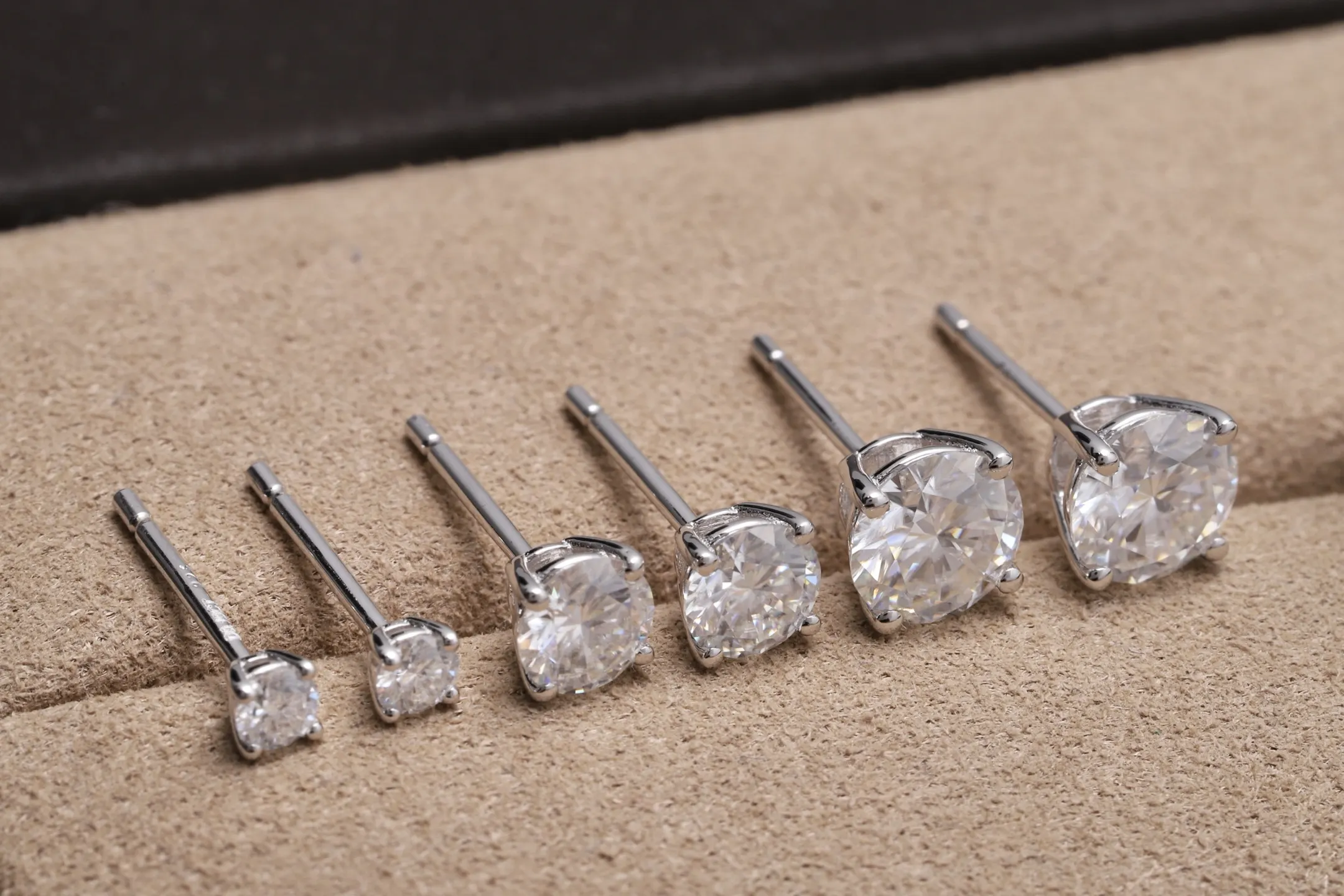 Four-Prong Moissanite Stud Earrings (Sterling Silver) D10516680 — view 7
