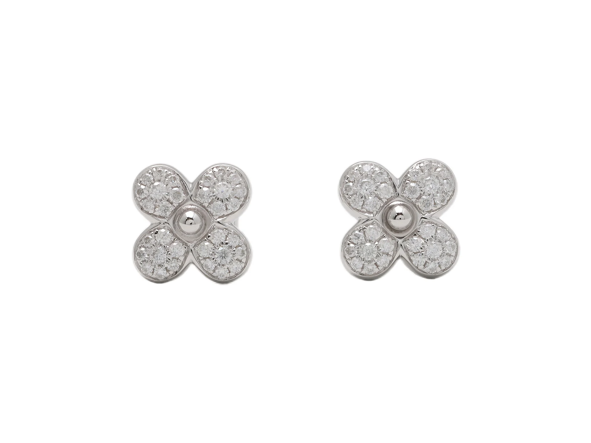 Moissanite Pavé Four-Leaf Clover Stud Earrings D22516692