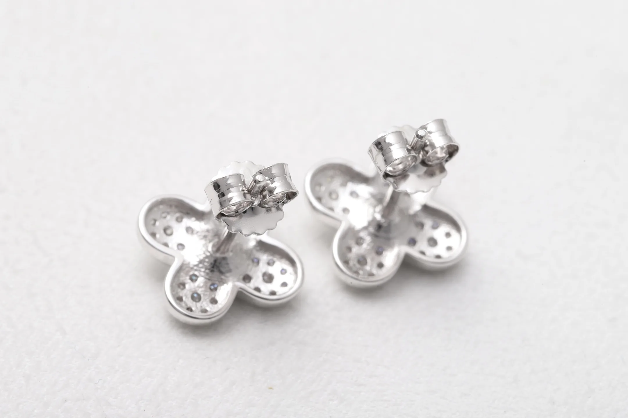 Moissanite Pavé Four-Leaf Clover Stud Earrings D22516692 — view 6