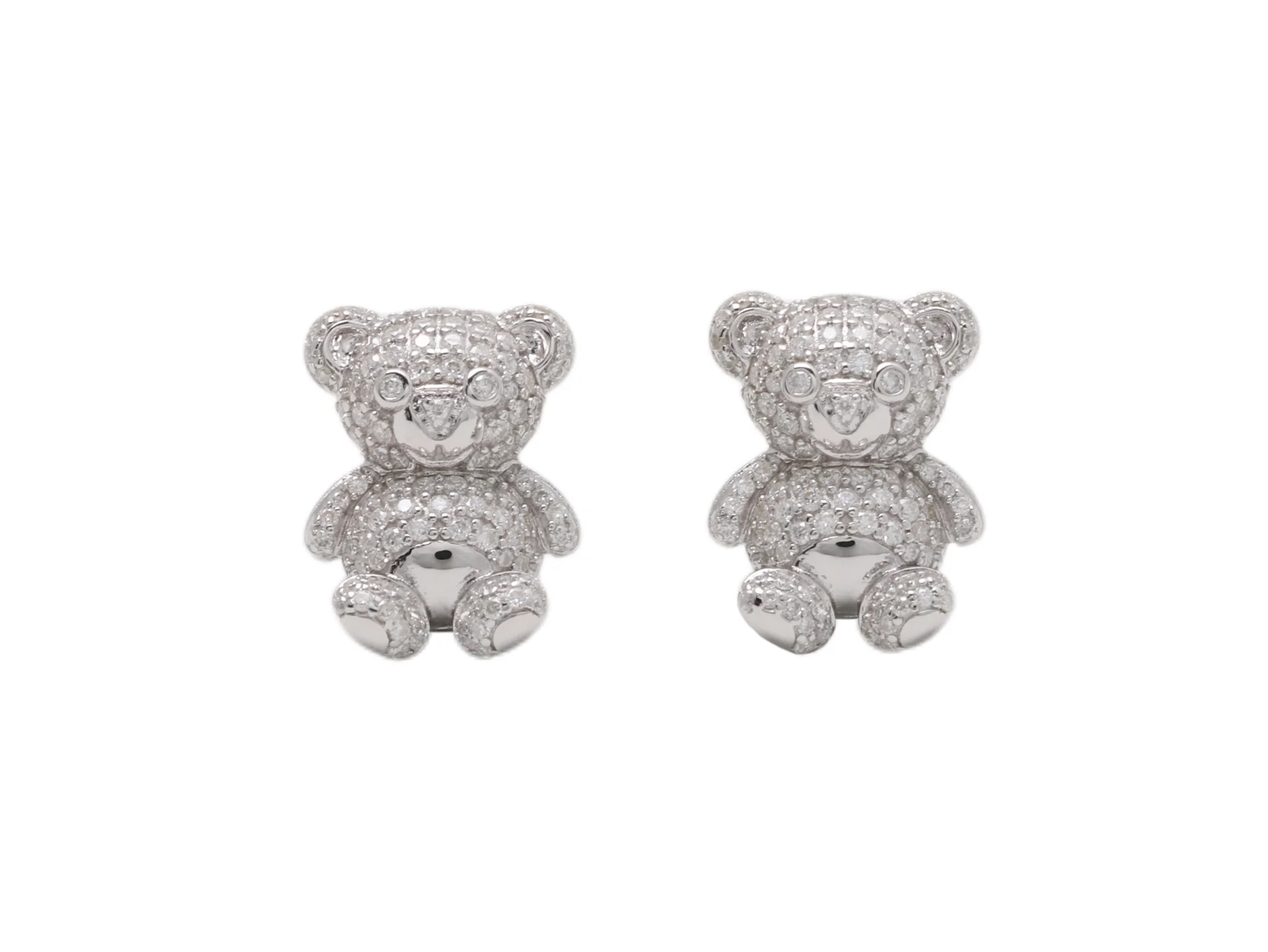 Moissanite Pavé Teddy Bear Stud Earrings (Sterling Silver) D58016687