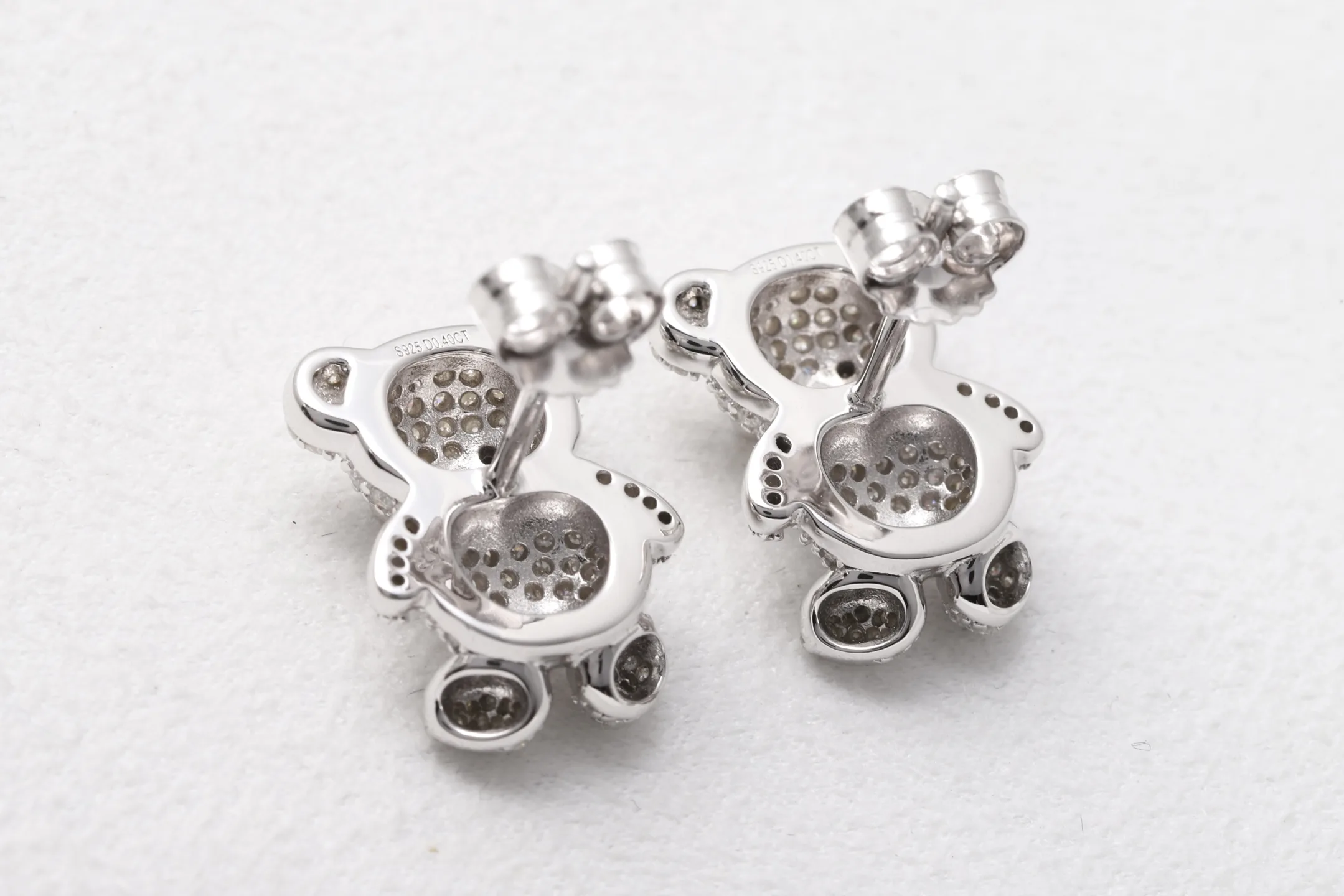 Moissanite Pavé Teddy Bear Stud Earrings (Sterling Silver) D58016687 — view 6