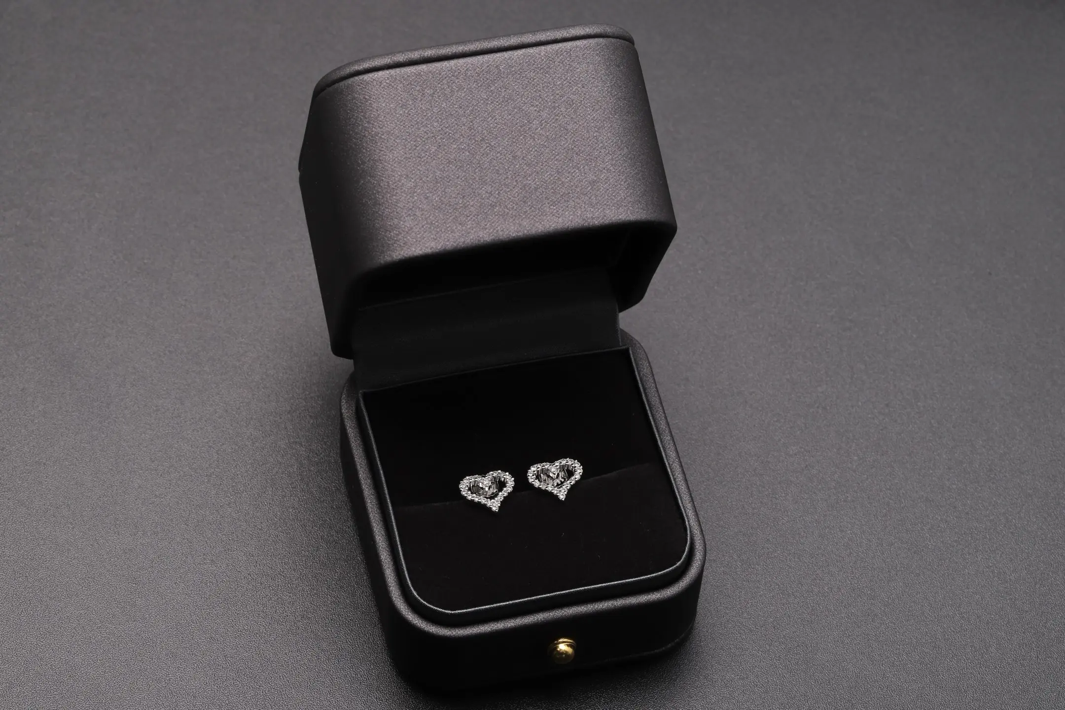 Moissanite Heart Stud Earrings (Sterling Silver) D17016685 — view 2