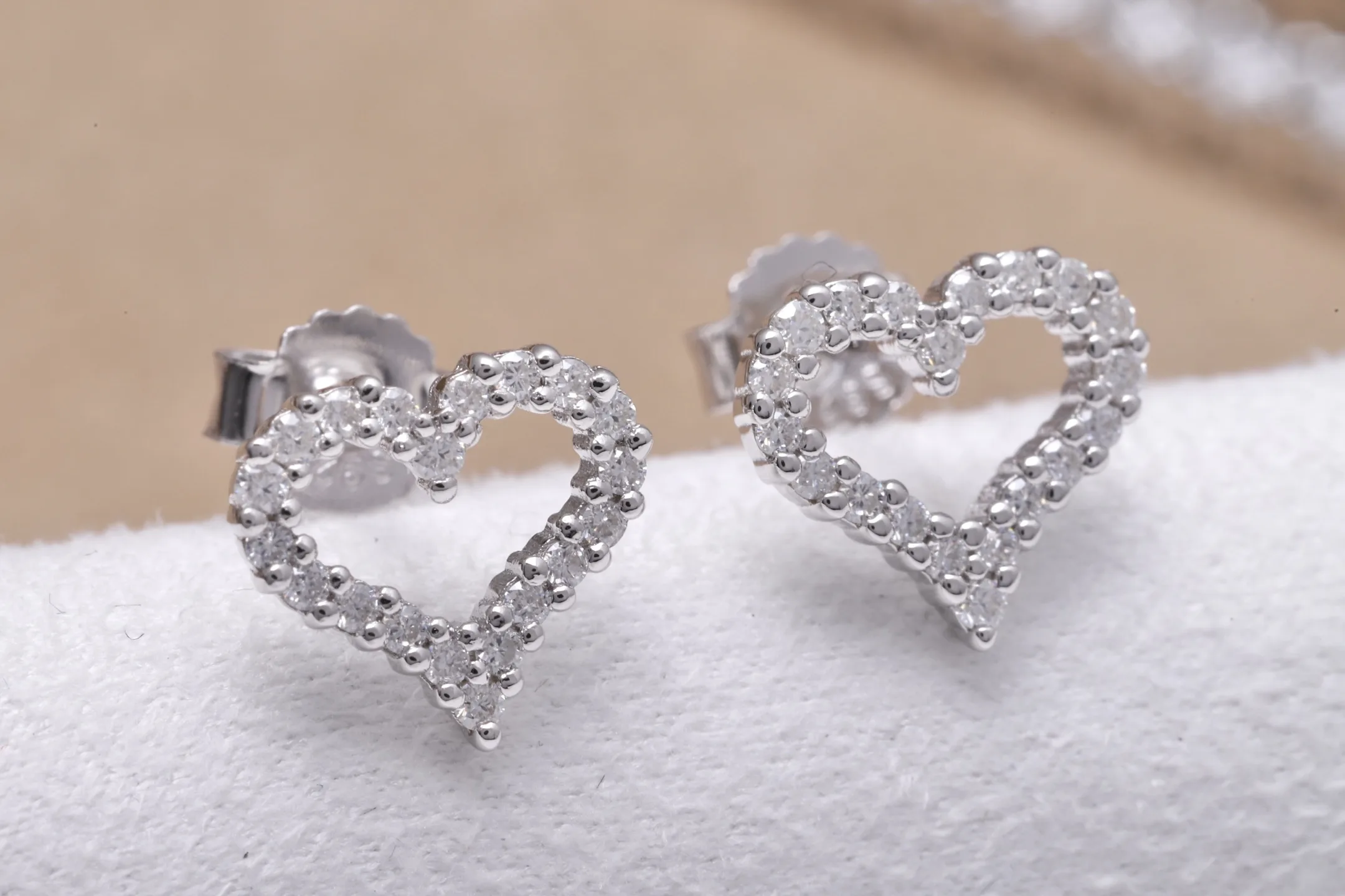 Moissanite Heart Stud Earrings (Sterling Silver) D17016685 — view 5