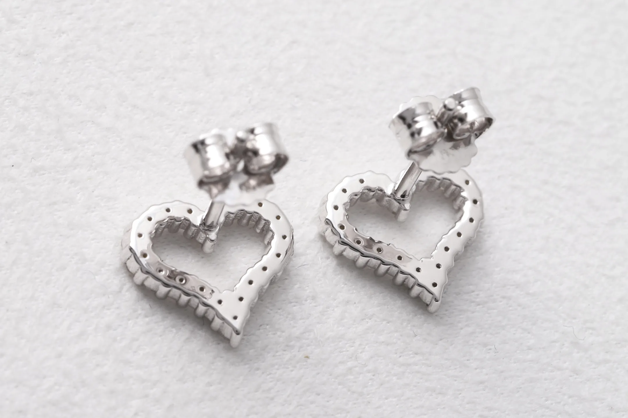 Moissanite Heart Stud Earrings (Sterling Silver) D17016685 — view 6