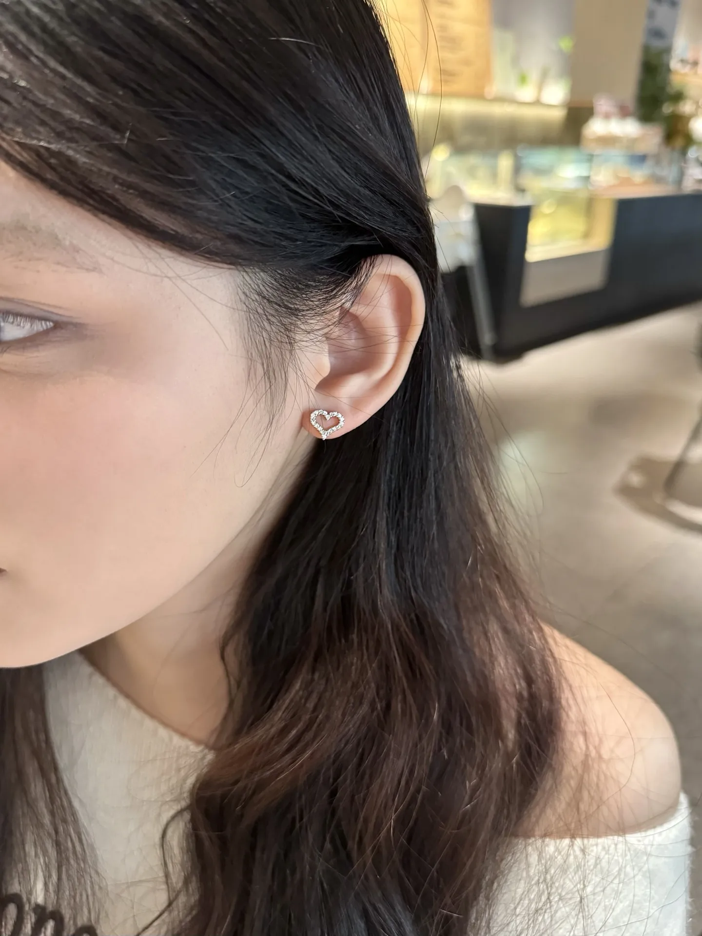 Moissanite Heart Stud Earrings (Sterling Silver) D17016685 — view 8