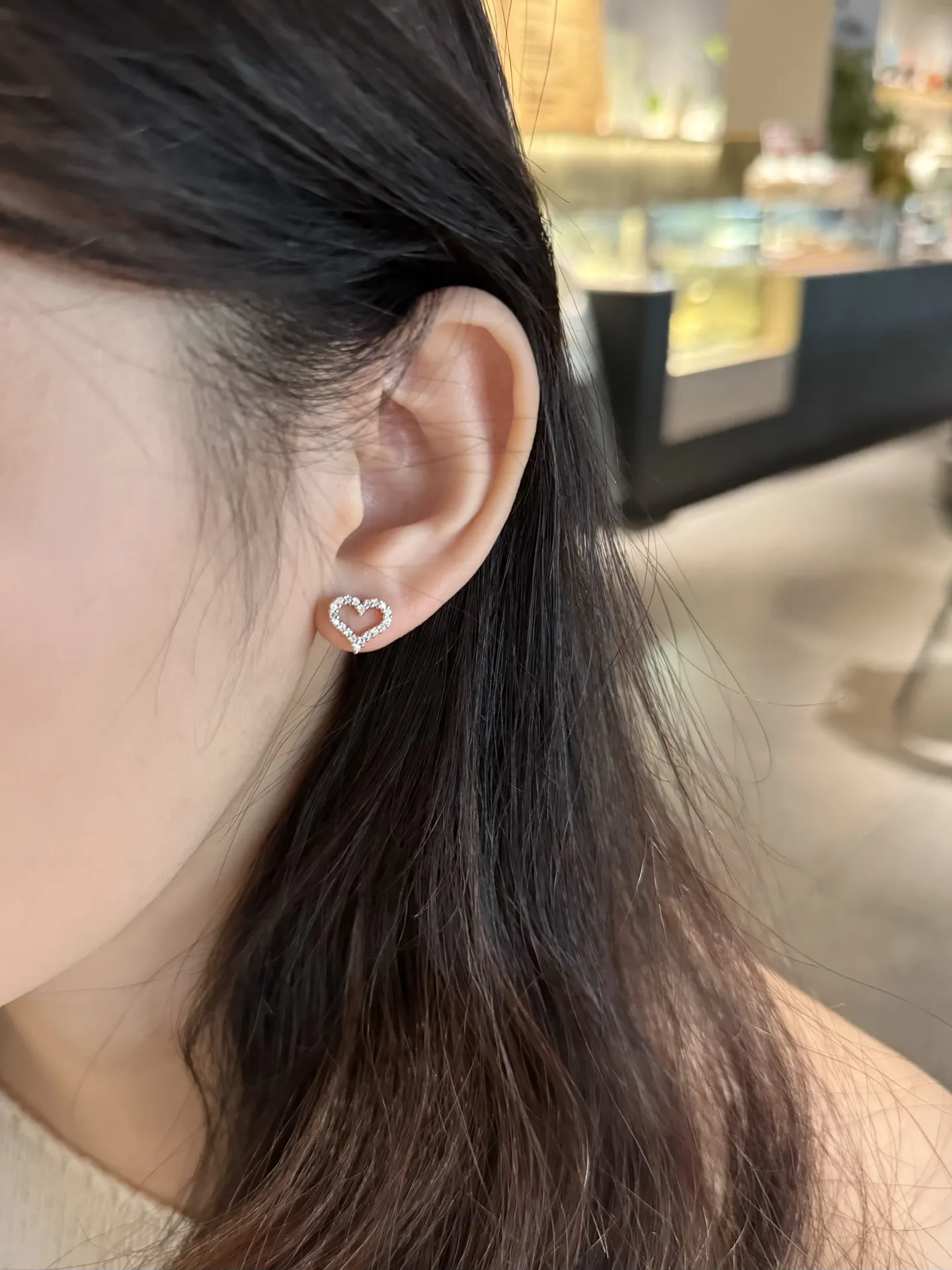 Moissanite Heart Stud Earrings (Sterling Silver) D17016685 — view 9