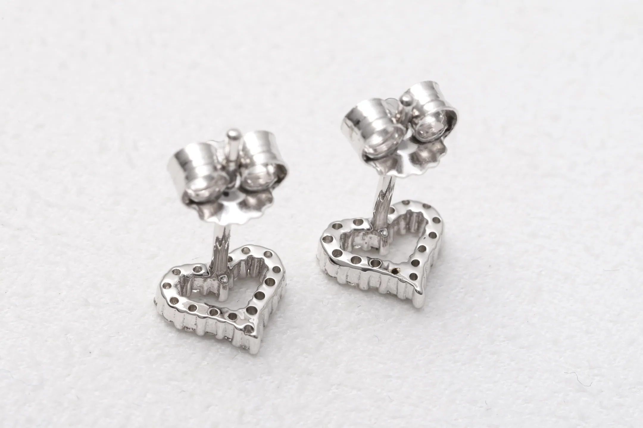 Moissanite Heart Stud Earrings (Sterling Silver) D15016684 — view 6