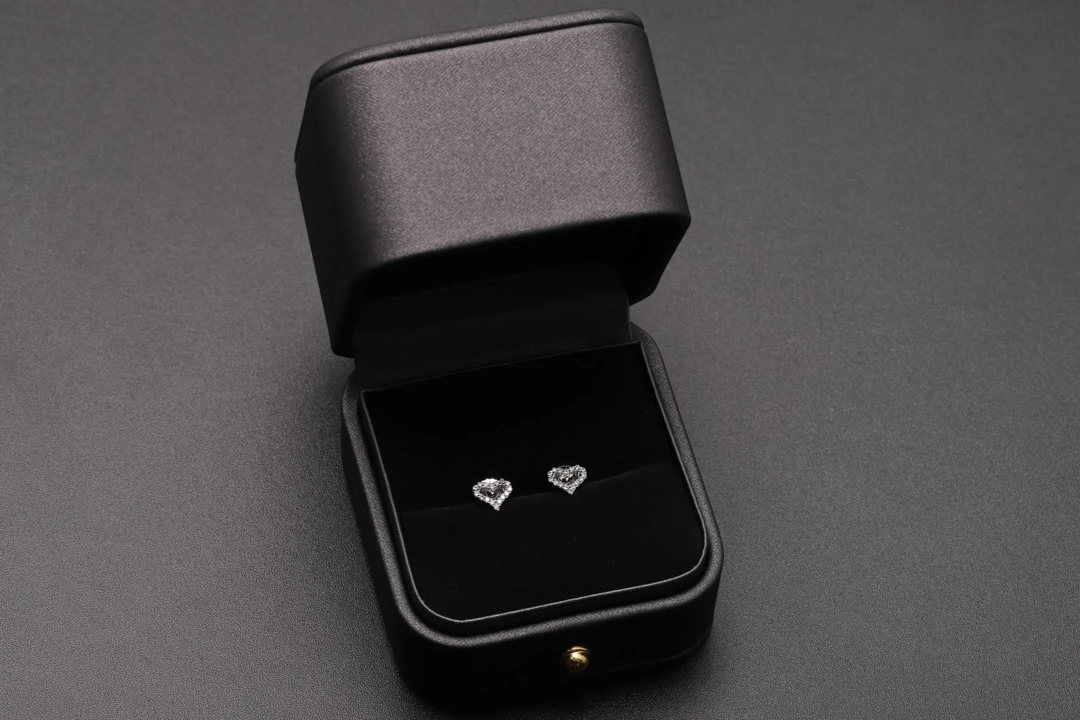 Moissanite Heart Stud Earrings (Sterling Silver) D15016683 — view 2