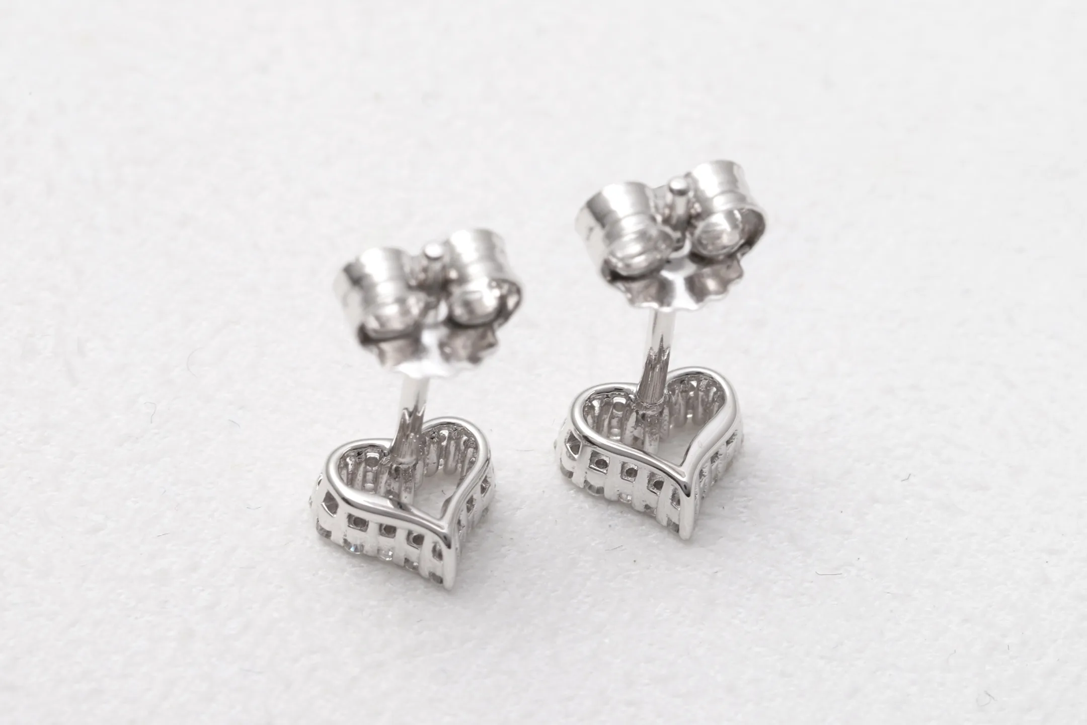 Moissanite Heart Stud Earrings (Sterling Silver) D15016683 — view 6