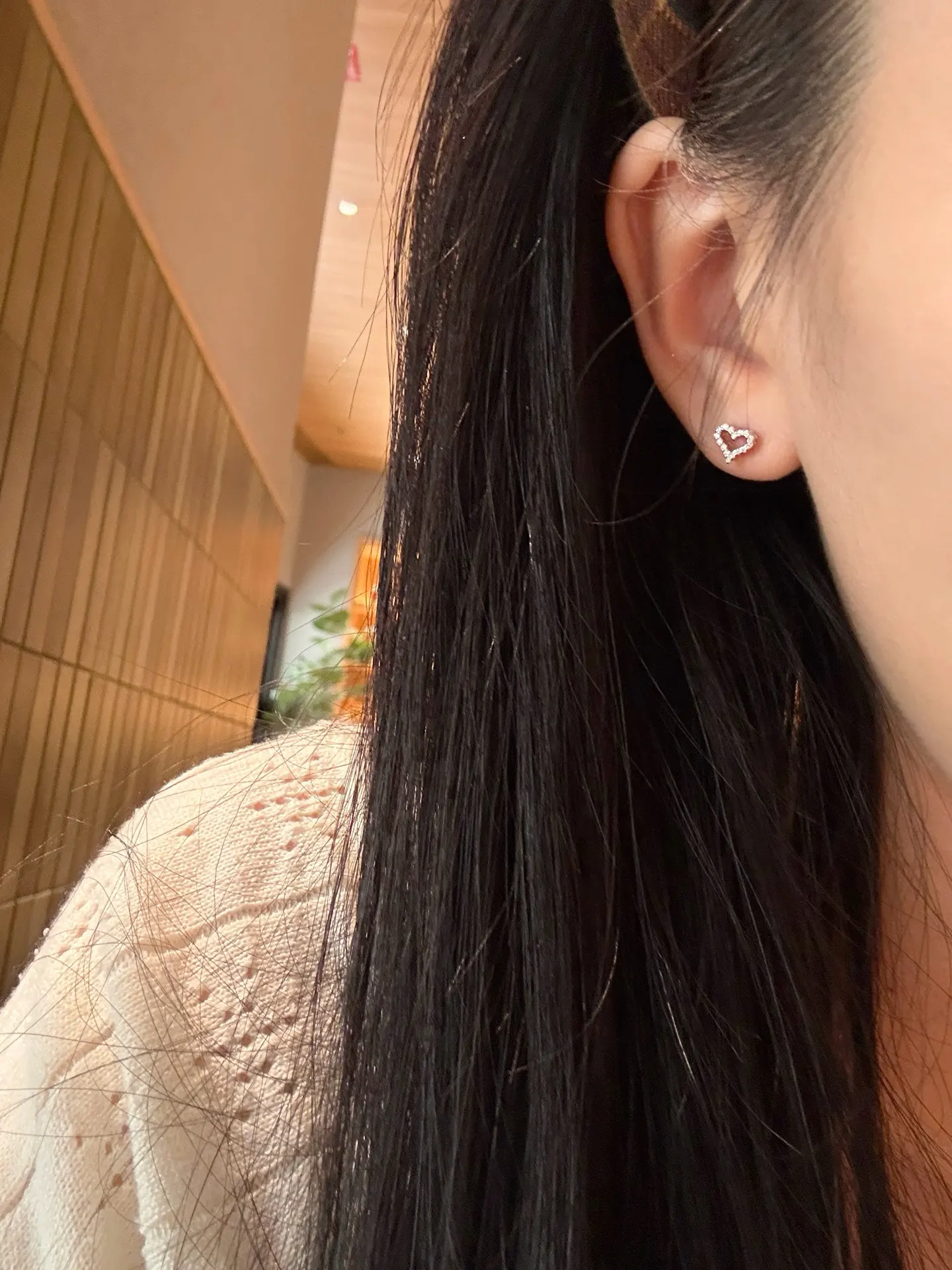 Moissanite Heart Stud Earrings (Sterling Silver) D15016683 — view 9