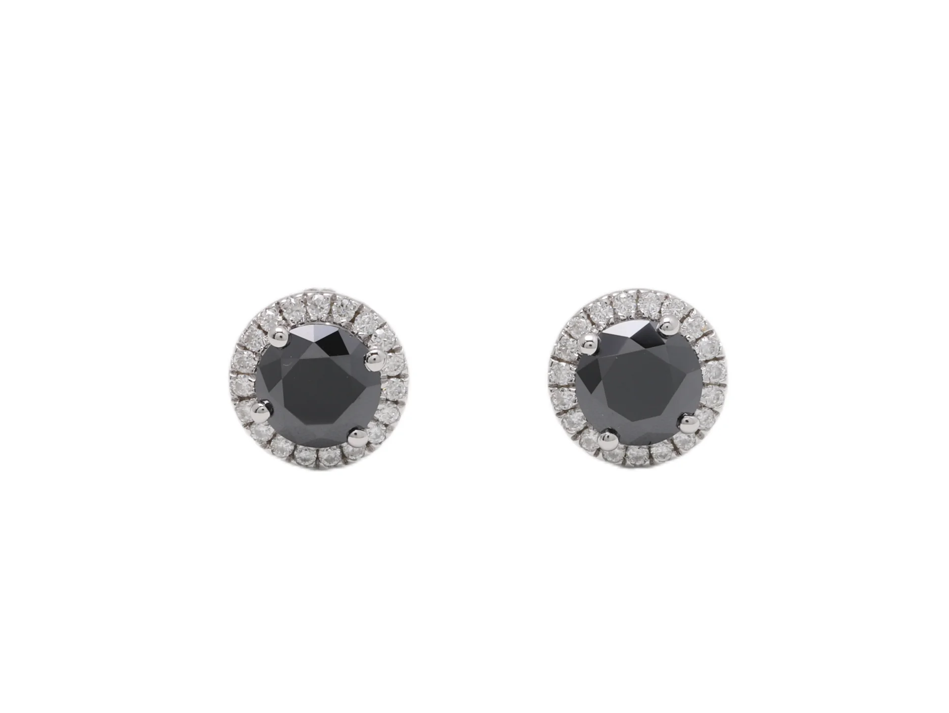 Black Moissanite Halo Stud Earrings (Sterling Silver) D20016688