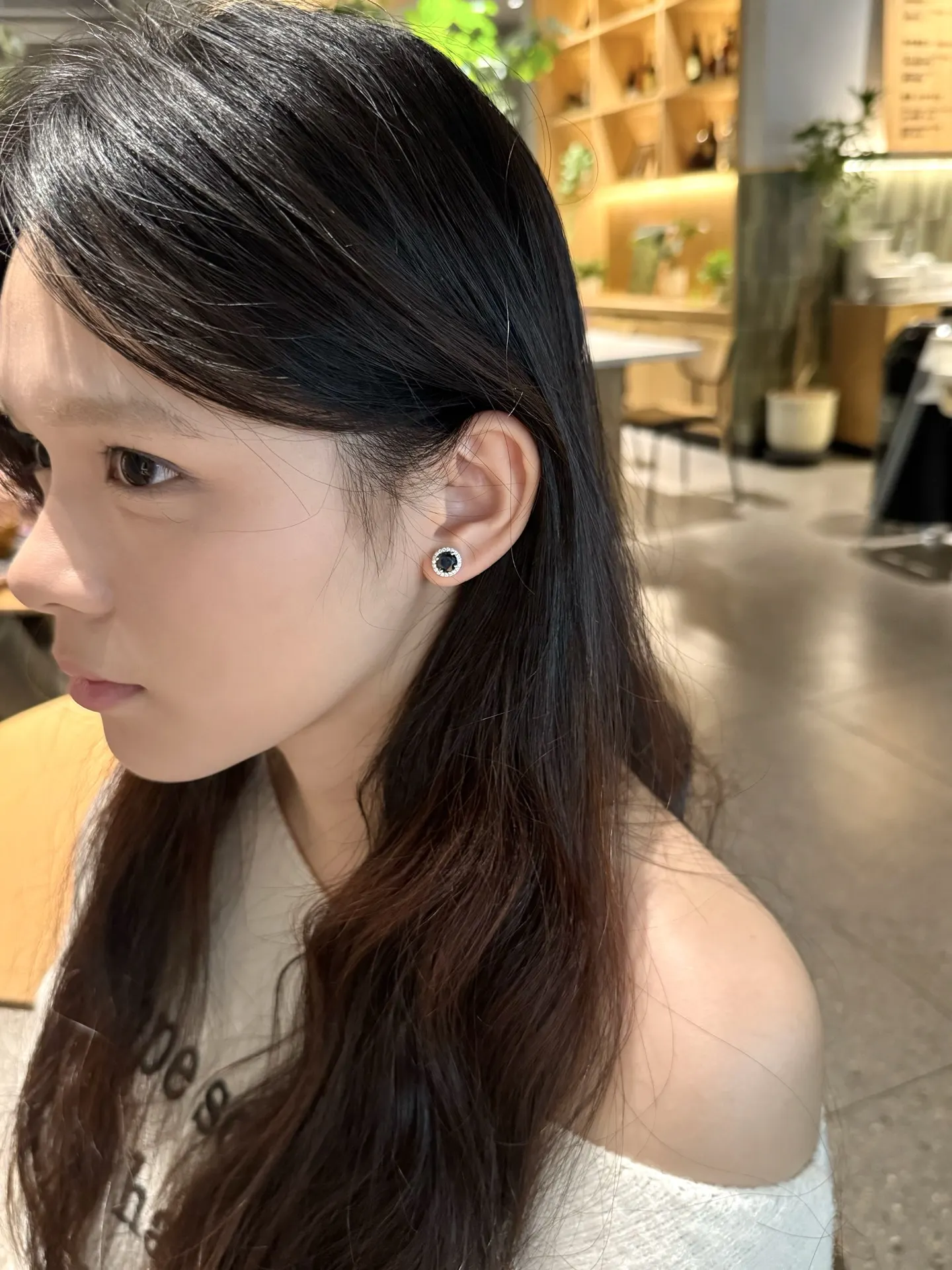 Black Moissanite Halo Stud Earrings (Sterling Silver) D20016688 — view 8