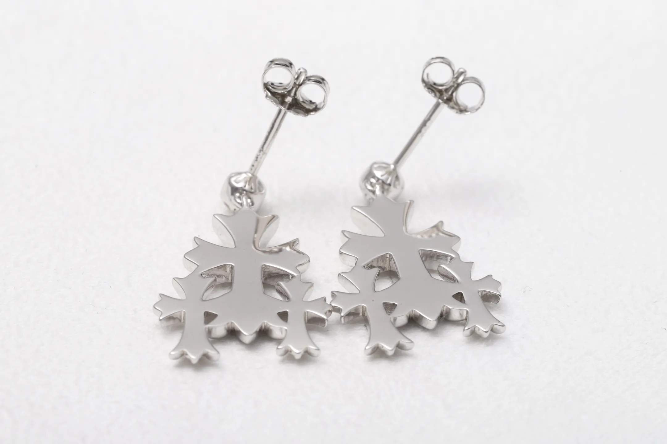 Moissanite Pavé Triple Cross Drop Earrings (Sterling Silver) D32016591 — view 6