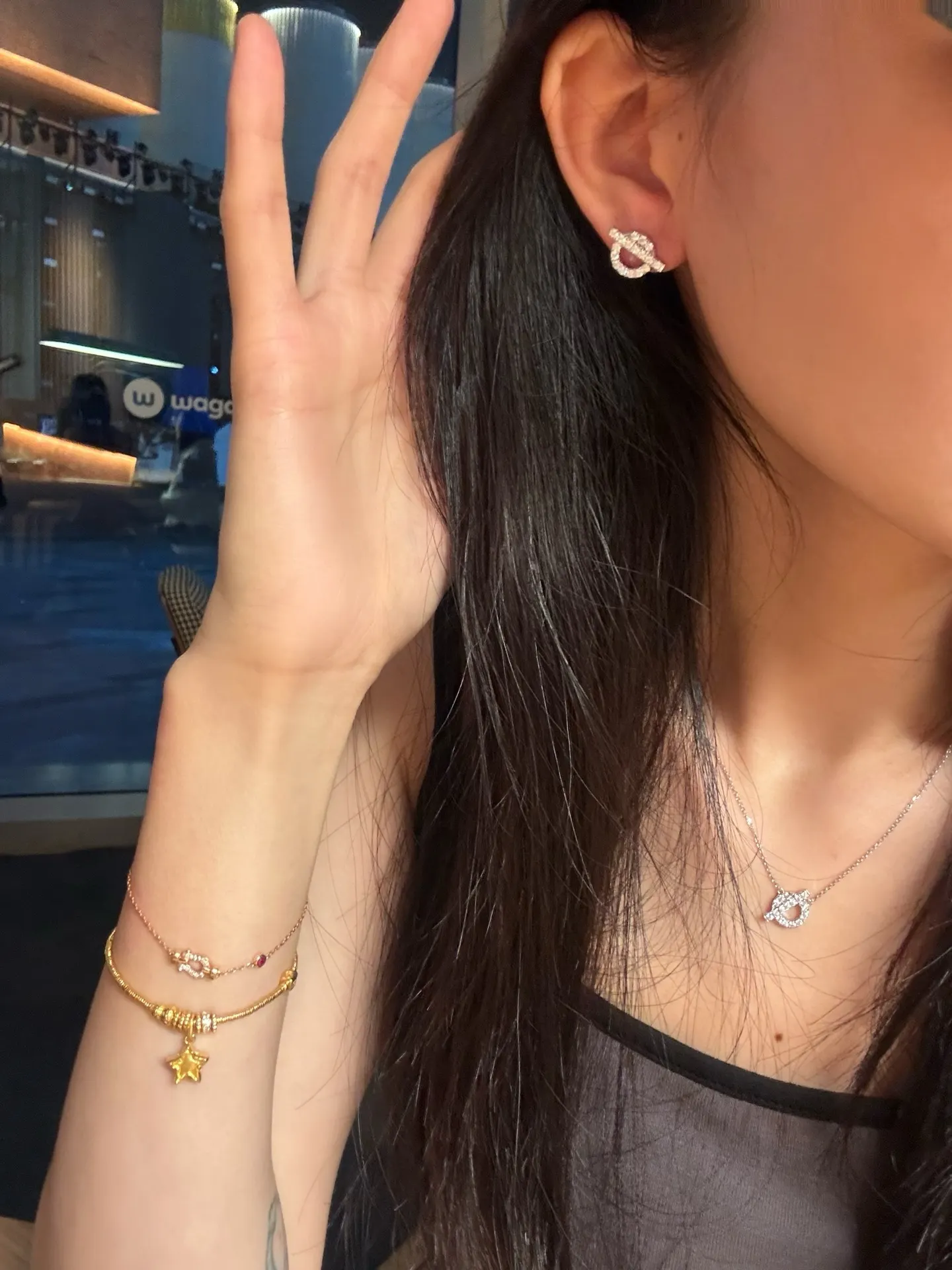 Geometric Moissanite Stud Earrings (Sterling Silver) D20516589 — view 7