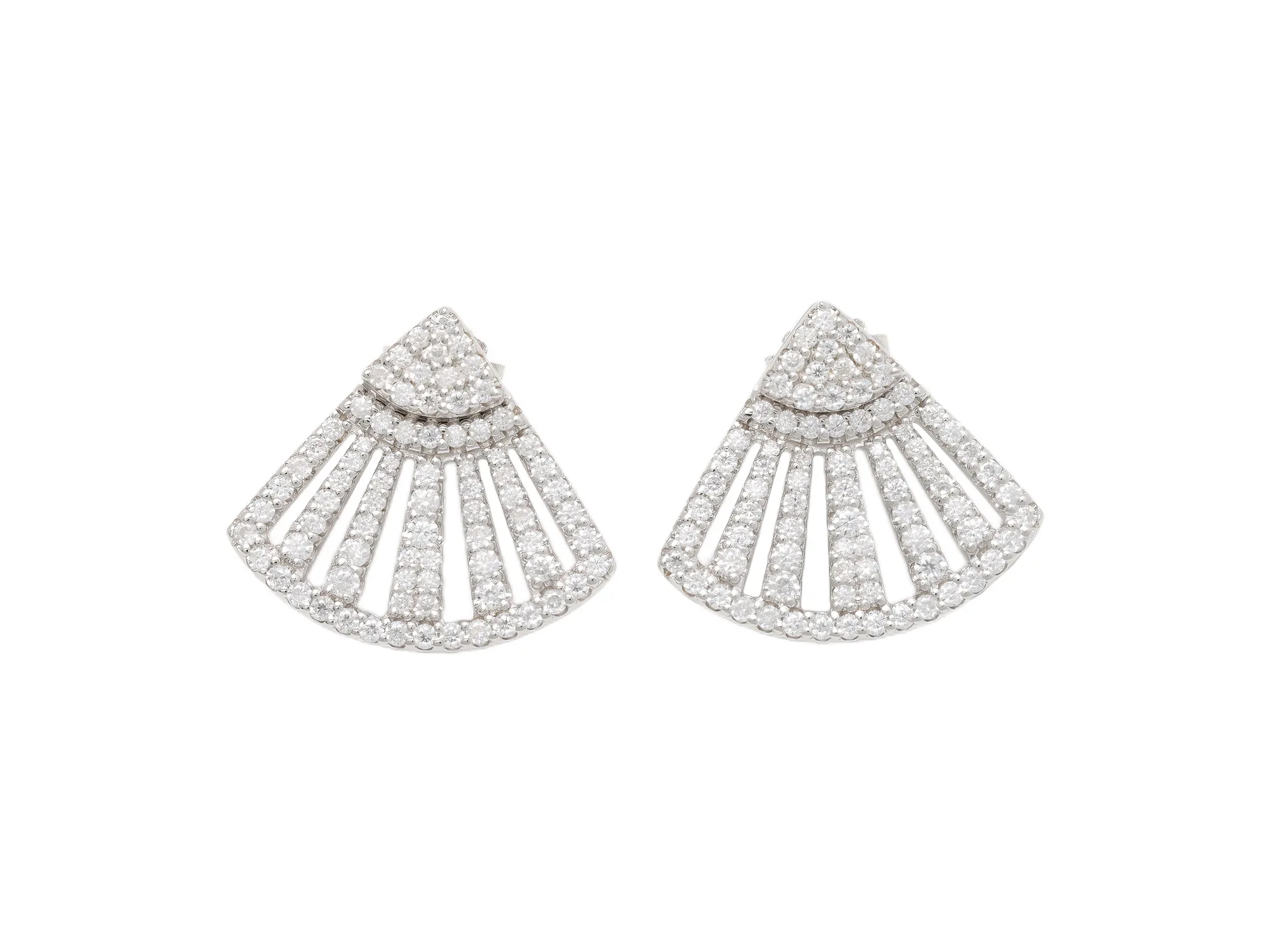 Fan-Shaped Moissanite Stud Earrings (Sterling Silver) D52016590