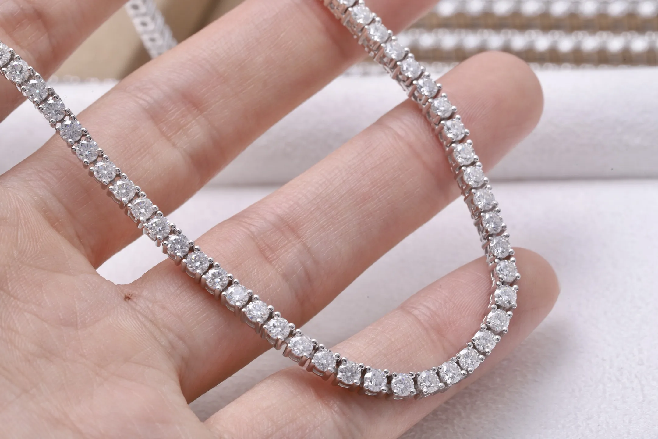 Moissanite Tennis Necklace (Sterling Silver) D218016610 — view 4