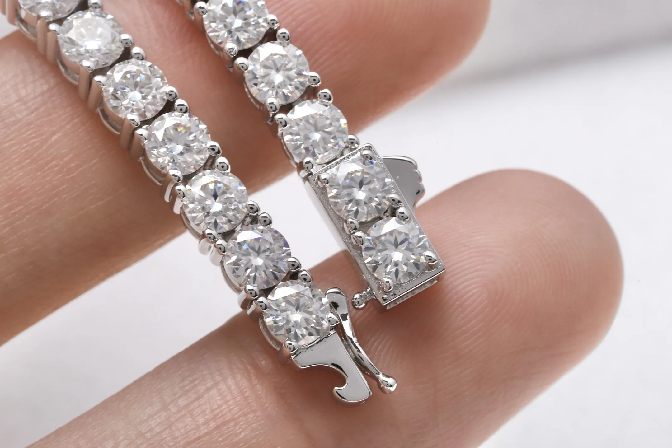 Moissanite Tennis Necklace (Sterling Silver) D218016610 — view 6
