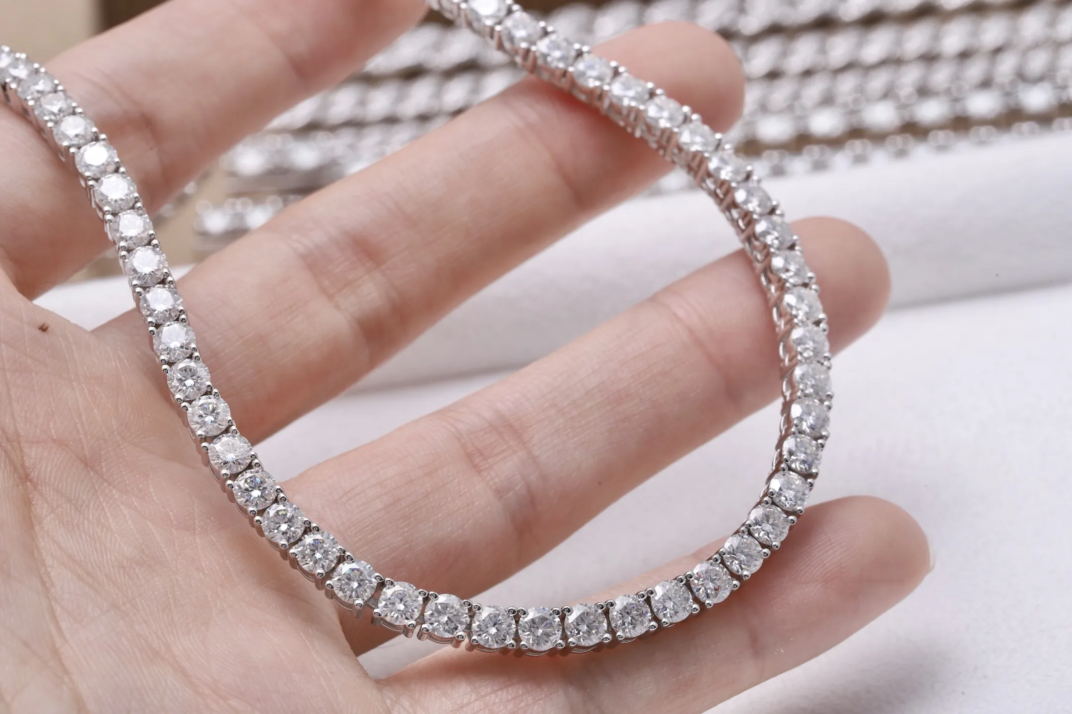 Moissanite Tennis Necklace (Sterling Silver) D270016609 — view 4