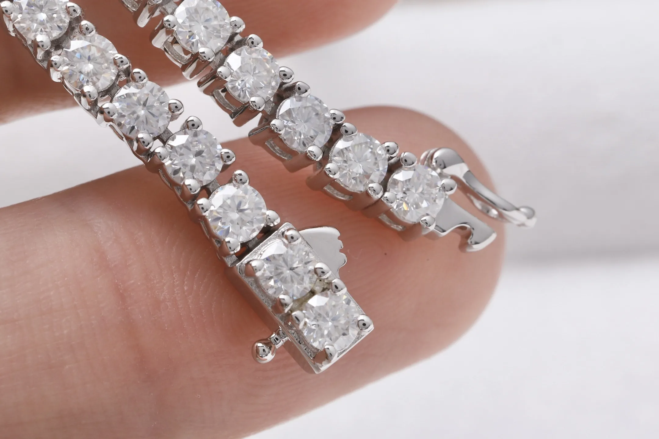 Moissanite Tennis Necklace (Sterling Silver) D270016609 — view 5