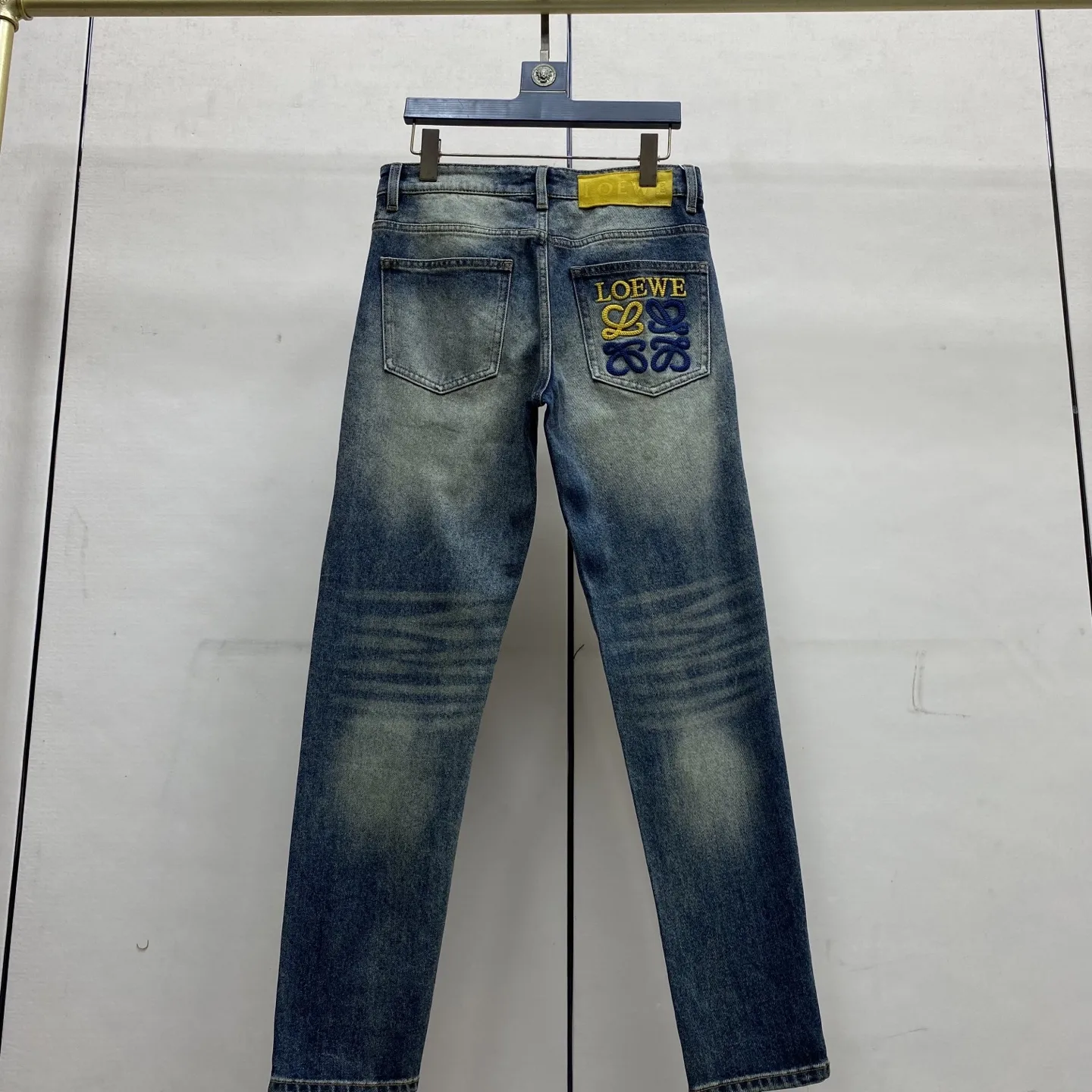 Anagram Embroidered Slim-Straight Jeans D17522585 — view 3