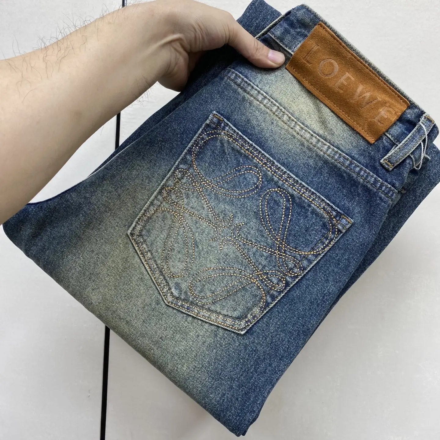 Anagram Embroidered Slim-Fit Straight-Leg Jeans D18022581