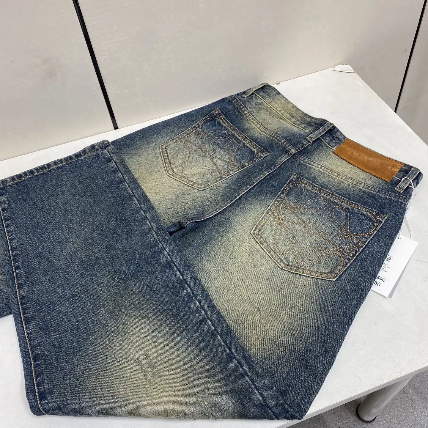 Anagram Embroidered Slim-Fit Straight-Leg Jeans D18022581 — view 2