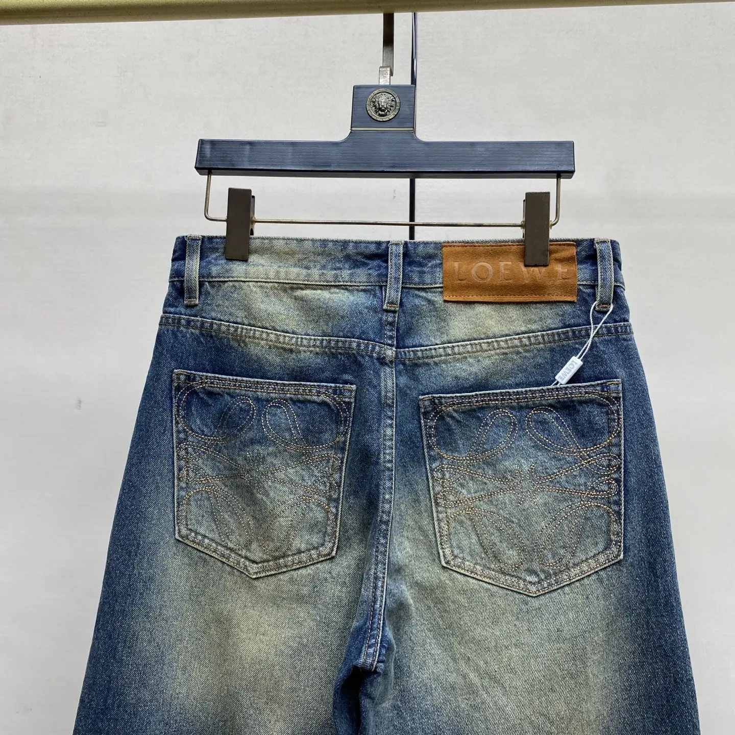 Anagram Embroidered Slim-Fit Straight-Leg Jeans D18022581 — view 6