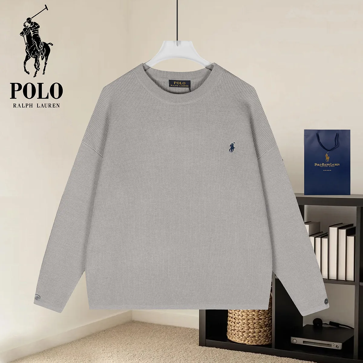 Ribbed Cotton-Blend Crew-Neck Sweater D18021575