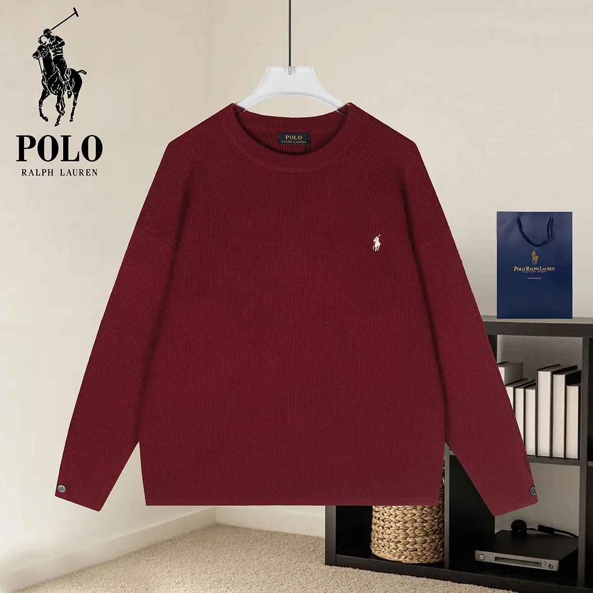 Polo Ralph Lauren Embroidered Logo Ribbed Knit Sweater D18021574