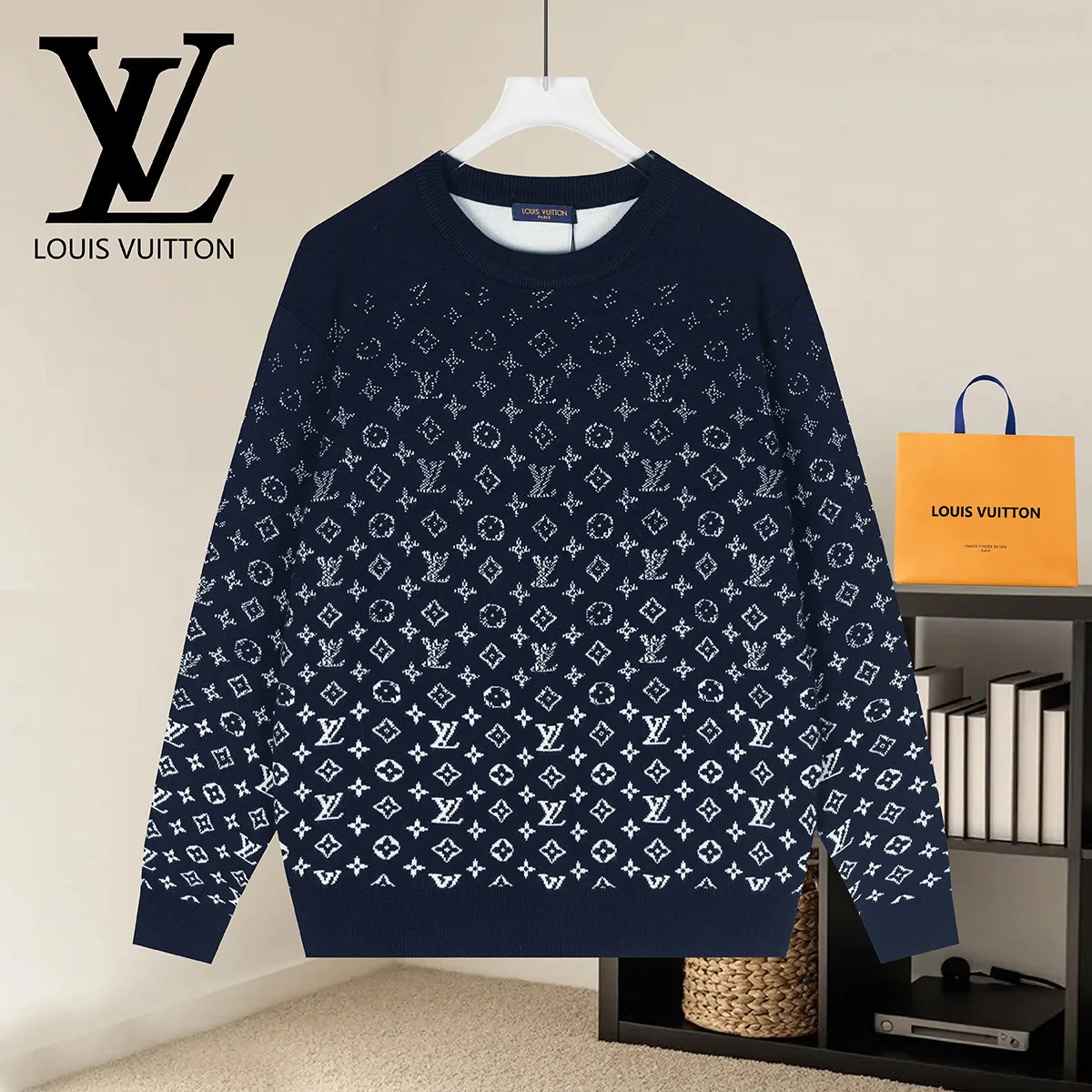 Monogram Jacquard Crew-Neck Sweater D18021605