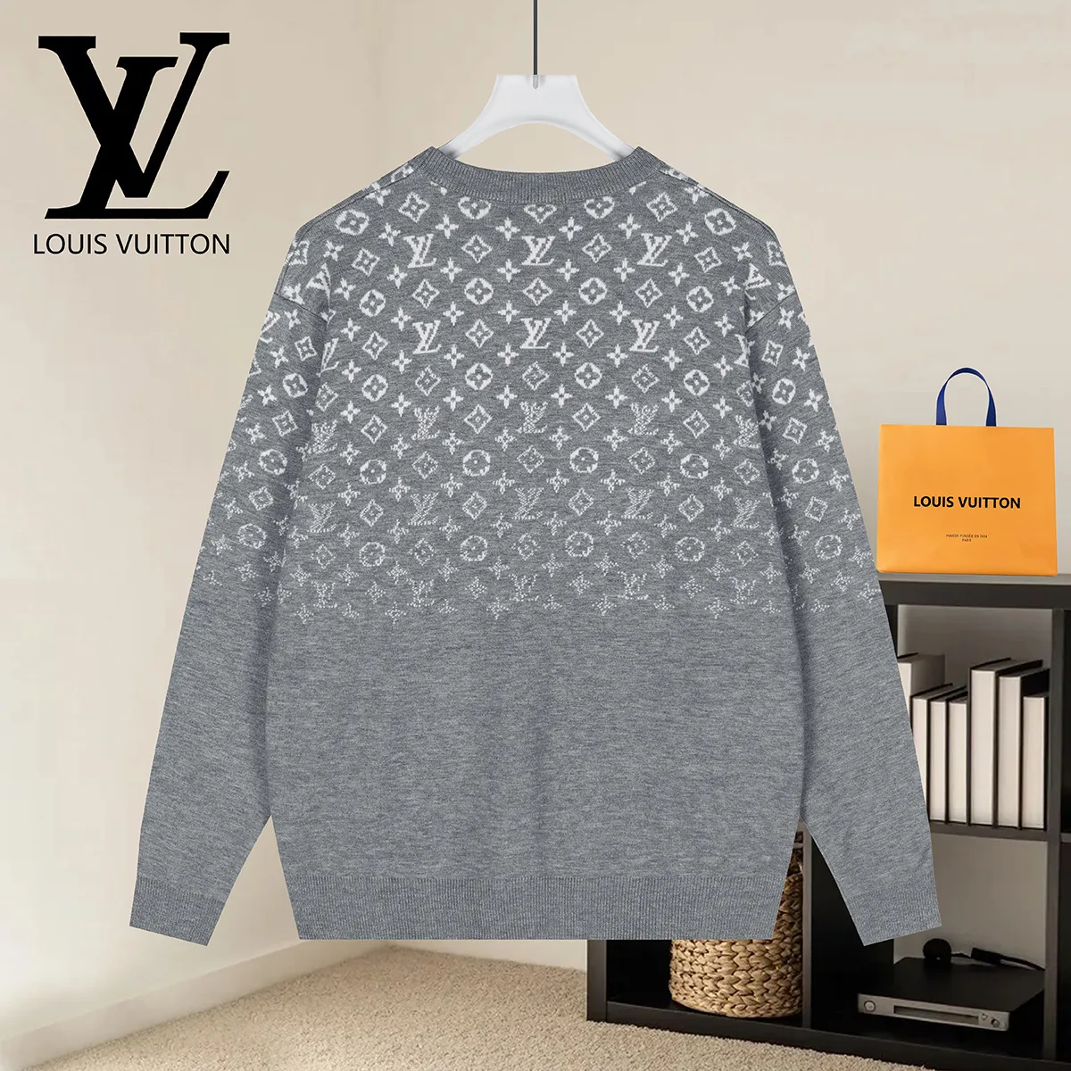 Monogram Jacquard Silk-Blend Crew-Neck Sweater D18021600 — view 2