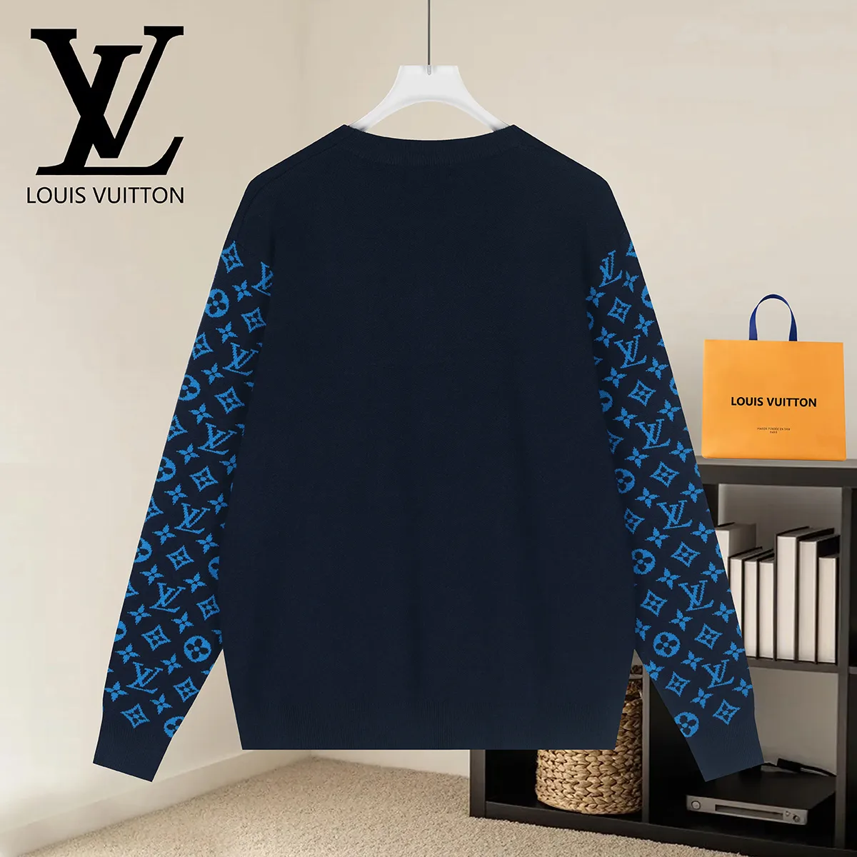 Monogram Sleeve Wool Crew-Neck Sweater D18521586 — view 2