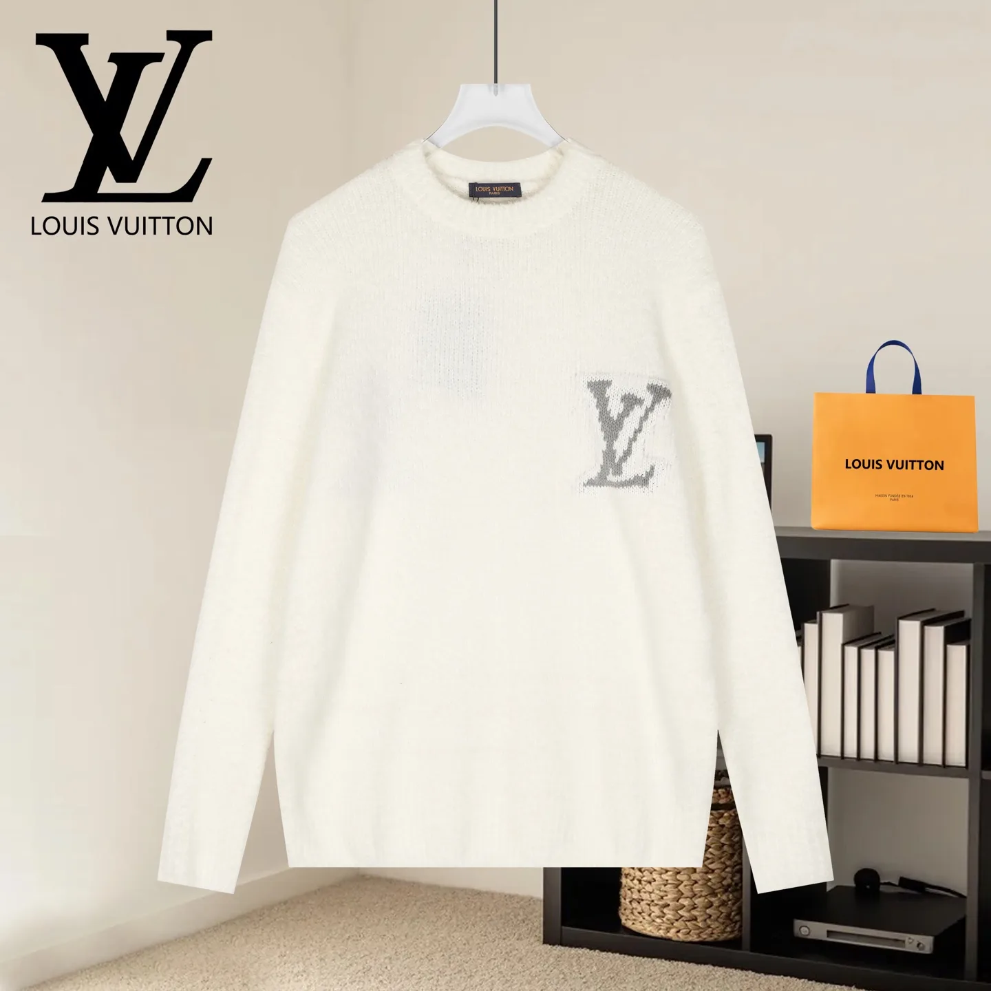 LV Intarsia Logo Wool-Blend Sweater D19021588