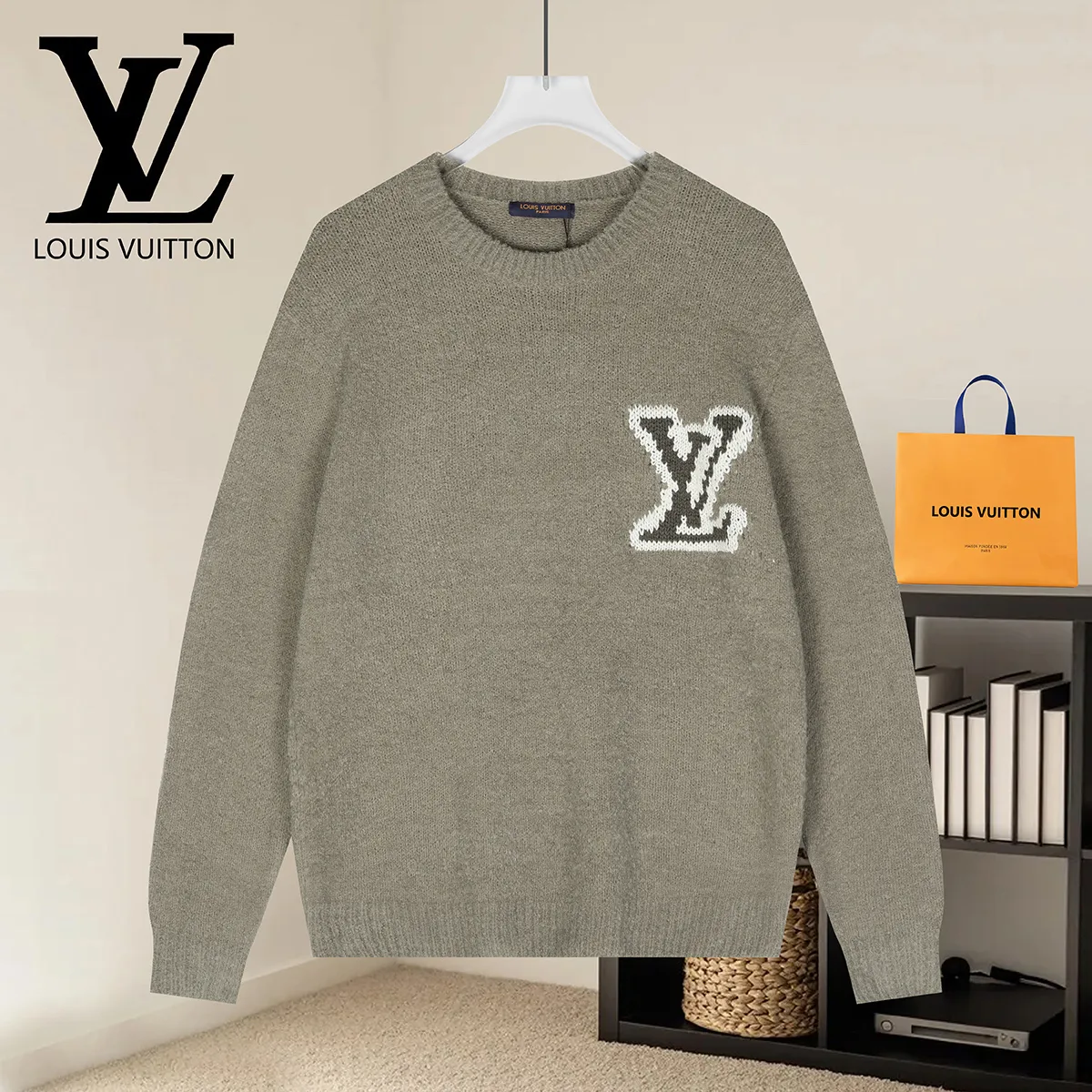 Logo Intarsia Wool-Blend Crew-Neck Sweater D19021589