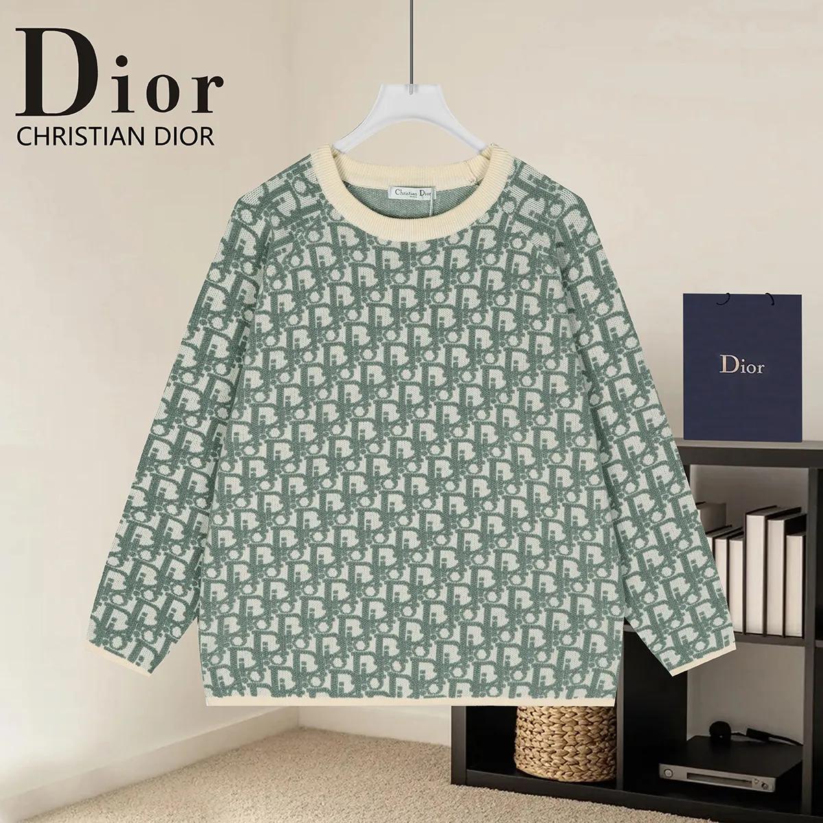 Oblique Jacquard Crew-Neck Sweater D20021628