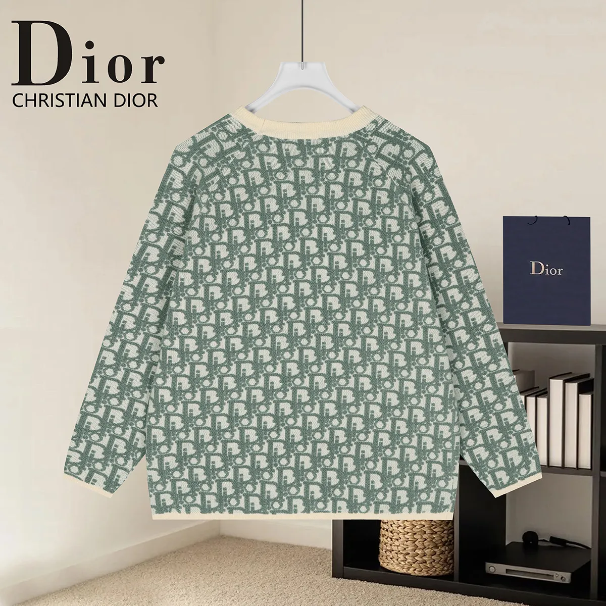 Oblique Jacquard Crew-Neck Sweater D20021628 — view 2