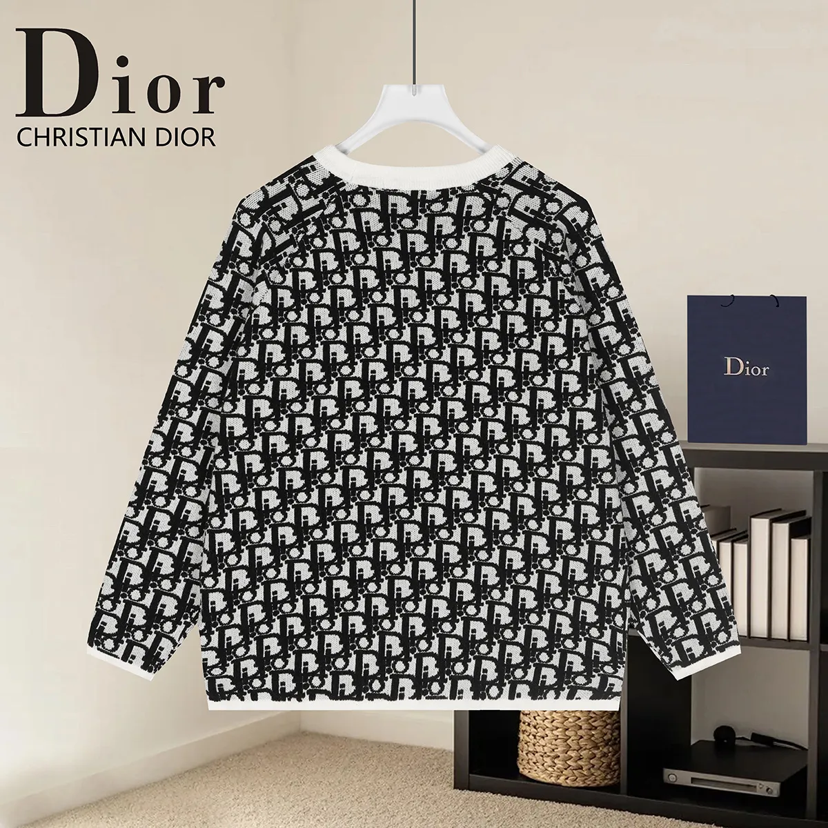 Oblique Jacquard Crew-Neck Sweater D20021630 — view 2