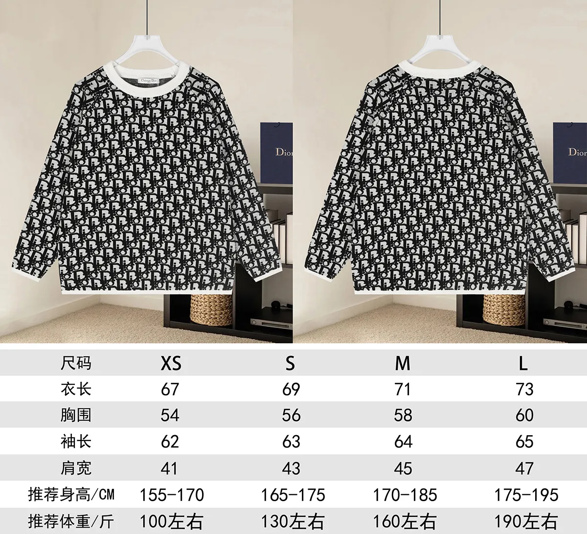 Oblique Jacquard Crew-Neck Sweater D20021630 — view 9