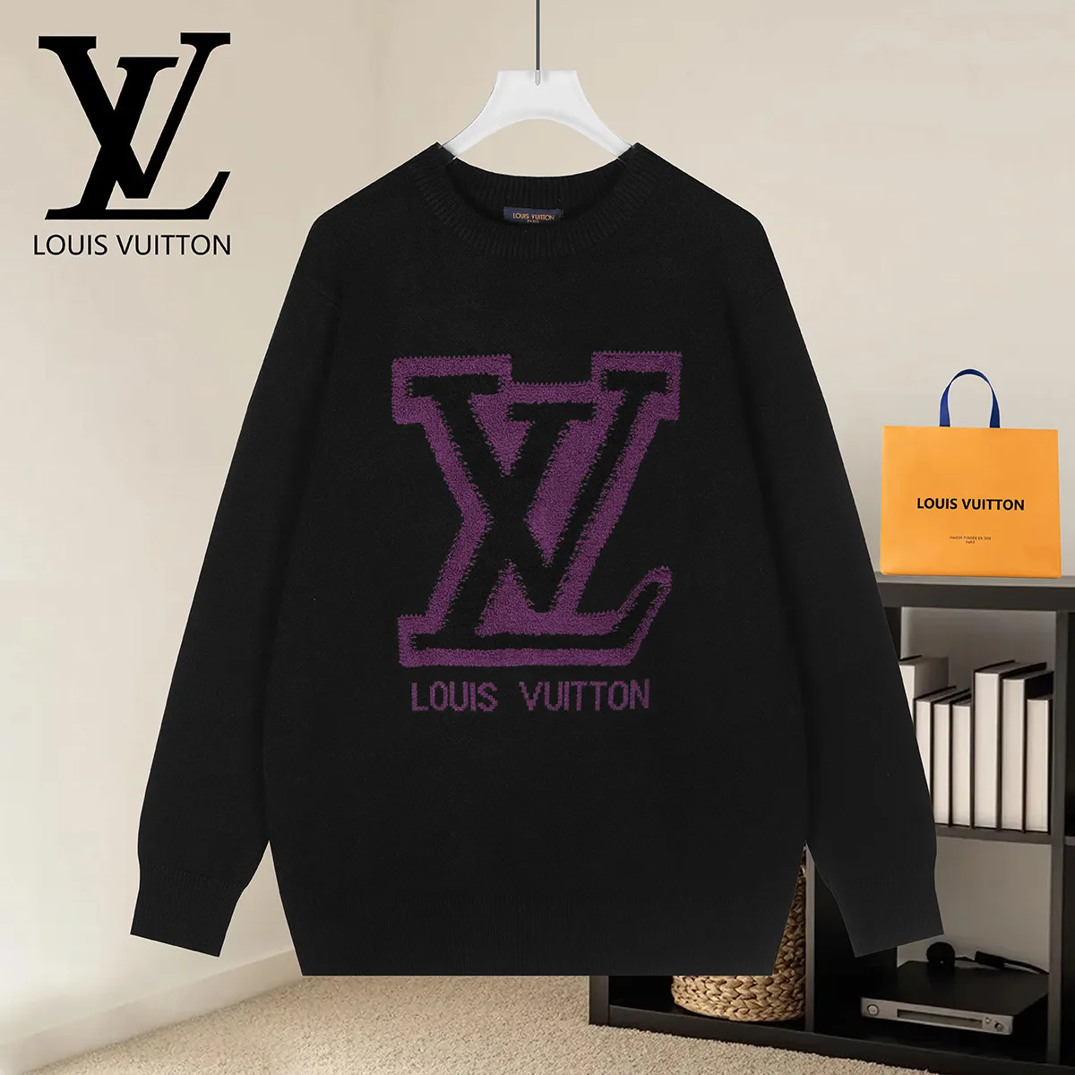 Logo Chenille Embroidery Knit Sweater D20021620