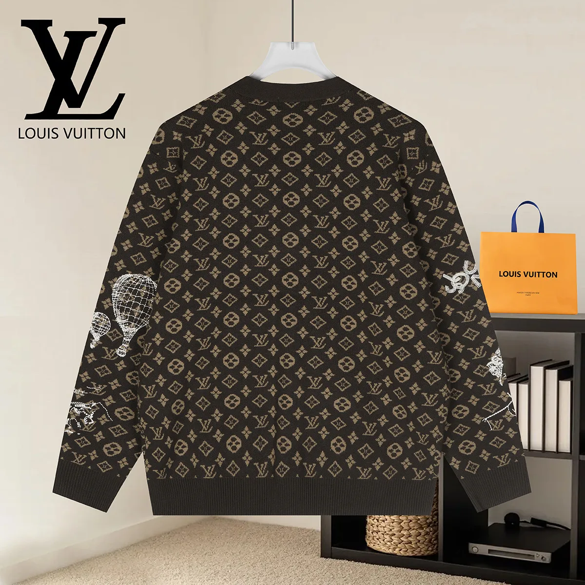 Monogram Doodles Embroidered Wool Cardigan D22021595 — view 2