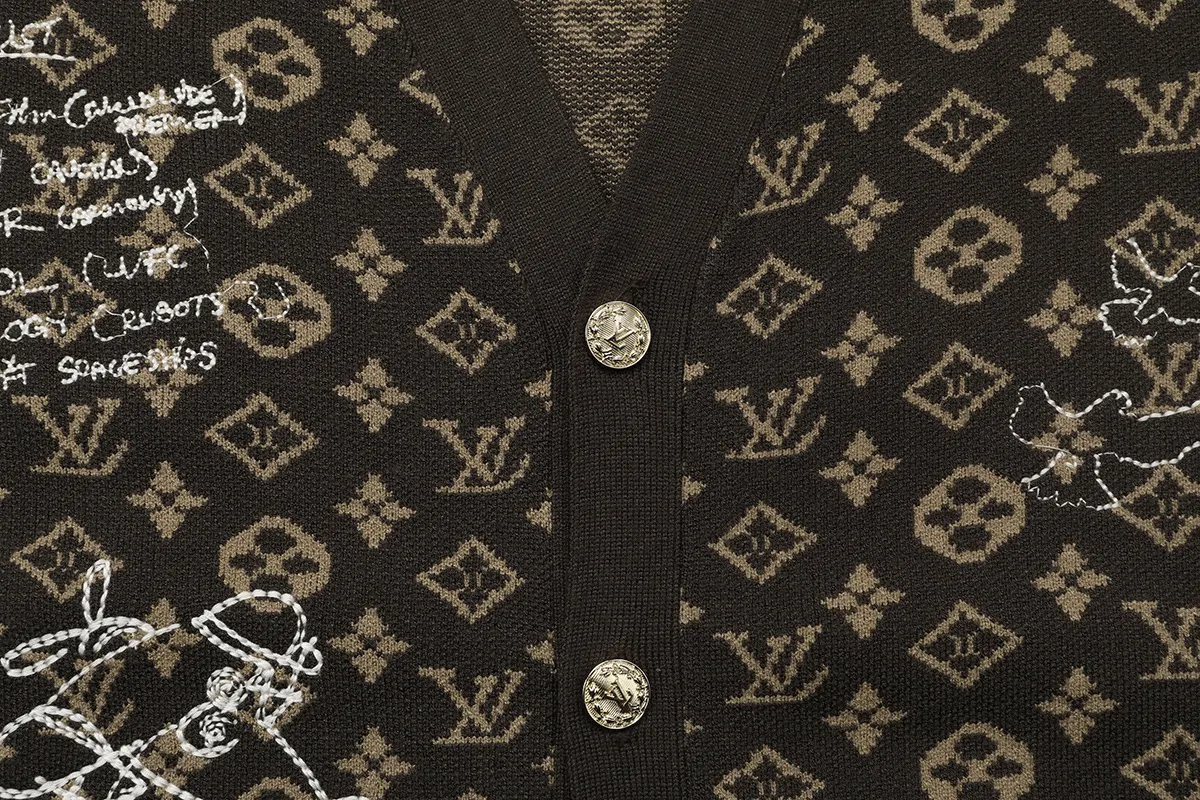 Monogram Doodles Embroidered Wool Cardigan D22021595 — view 4